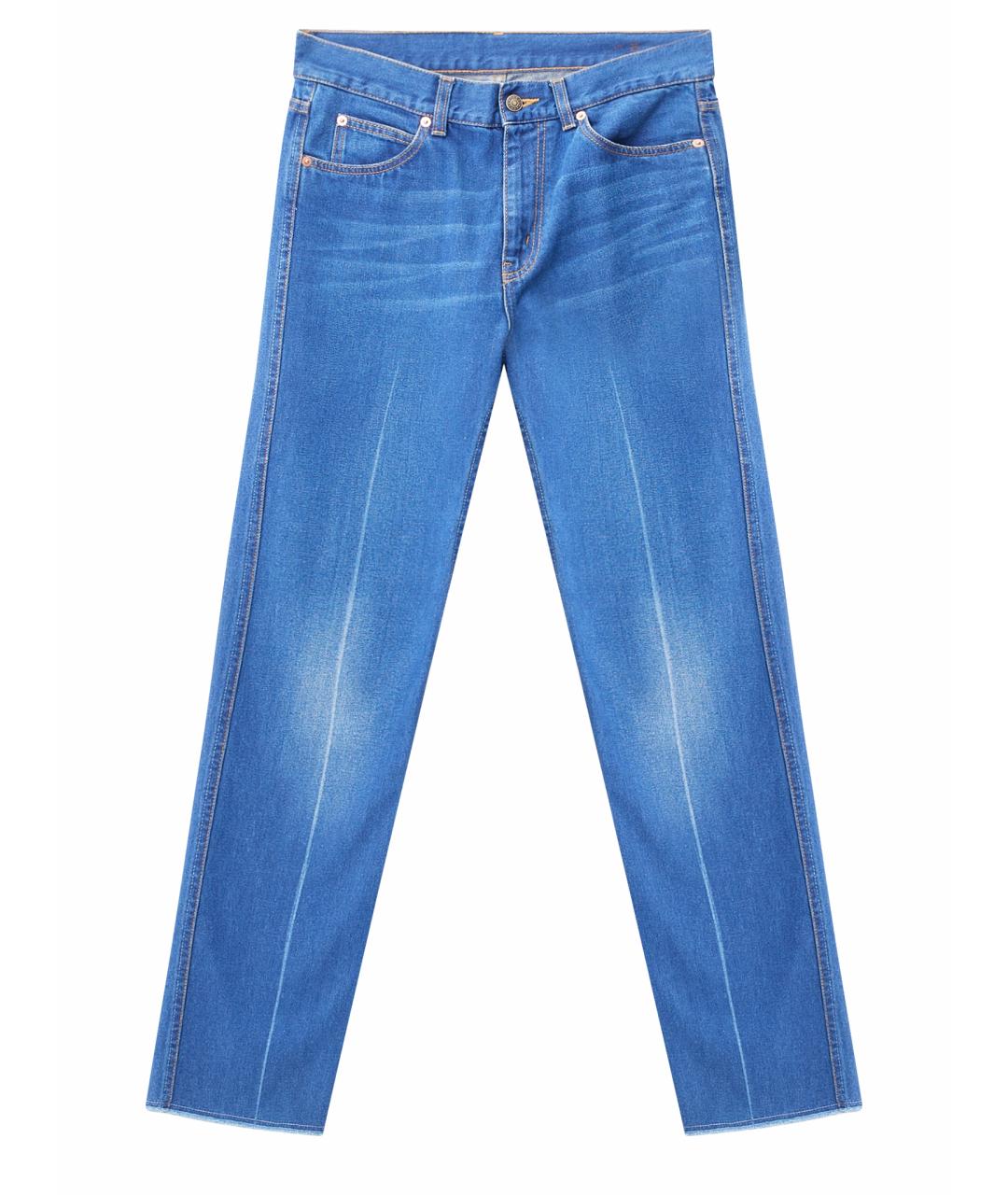 GUCCI Голубые хлопковые прямые джинсы, фото 1