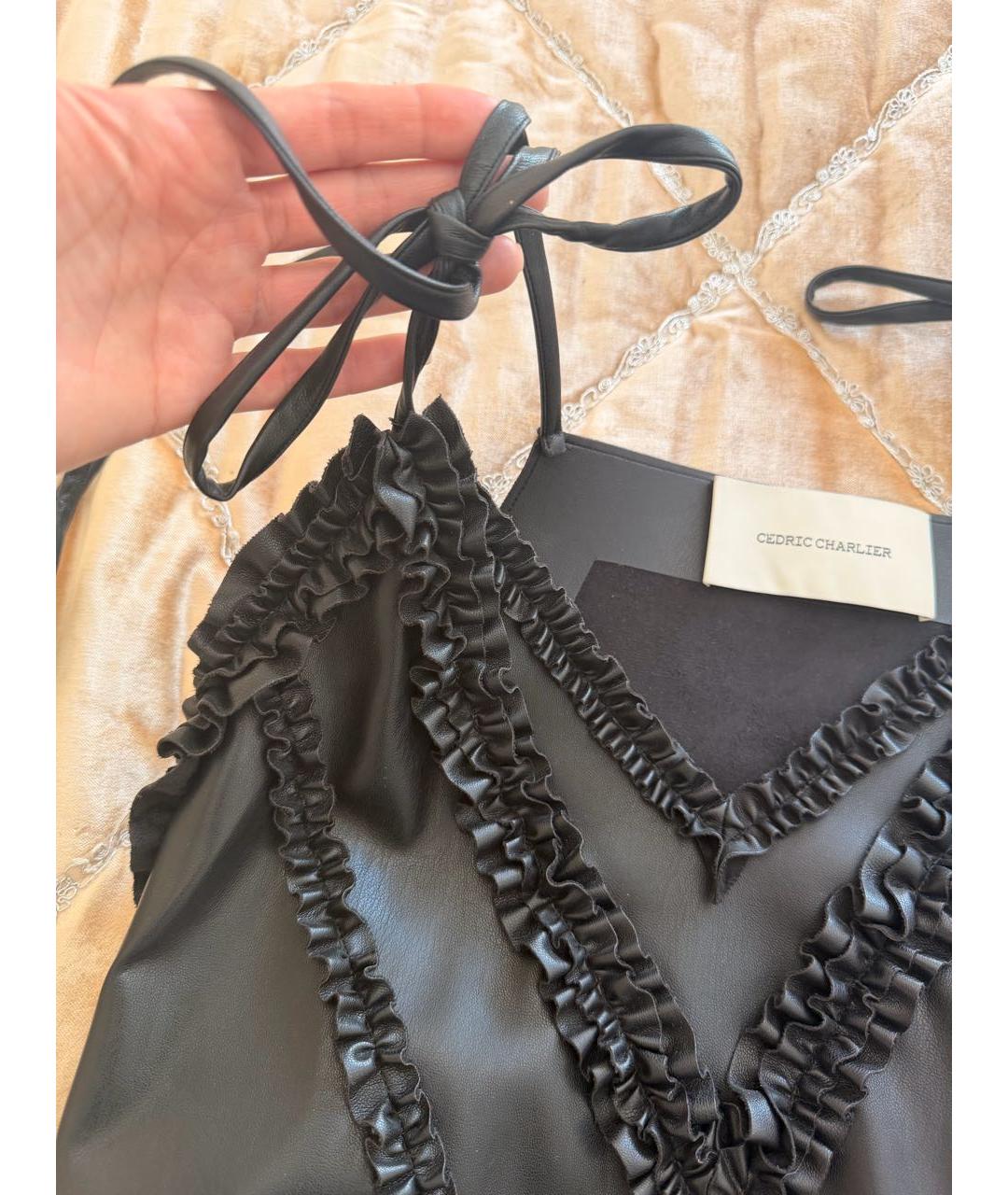 CEDRIC CHARLIER Черное полиэстеровое платье, фото 4