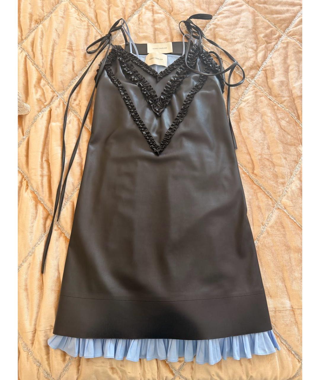 CEDRIC CHARLIER Черное полиэстеровое платье, фото 9