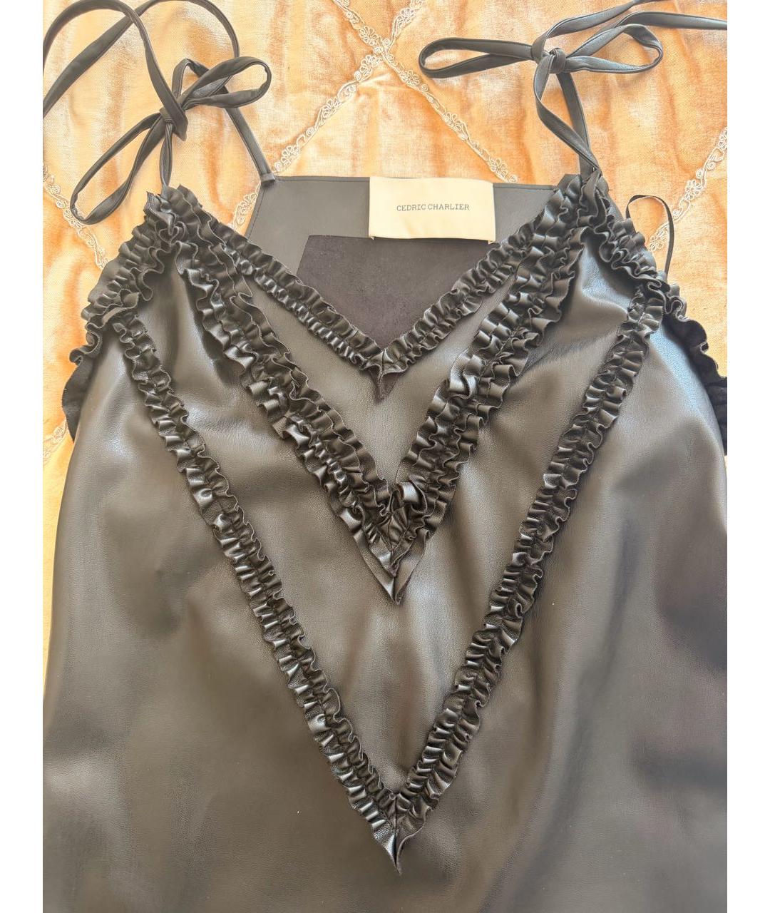 CEDRIC CHARLIER Черное полиэстеровое платье, фото 5