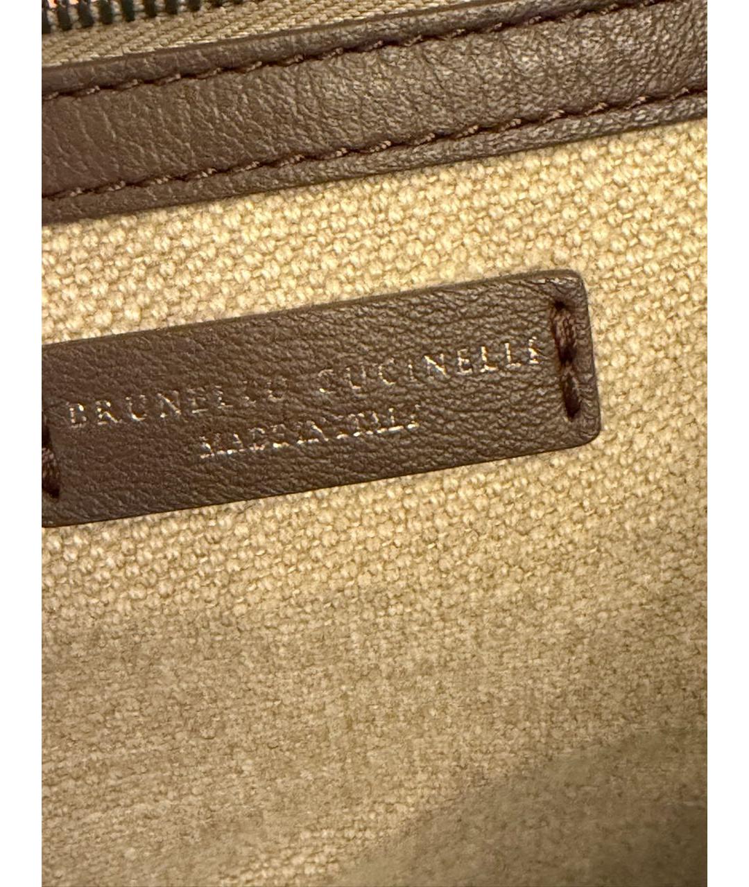 BRUNELLO CUCINELLI Бежевая тканевая сумка тоут, фото 6