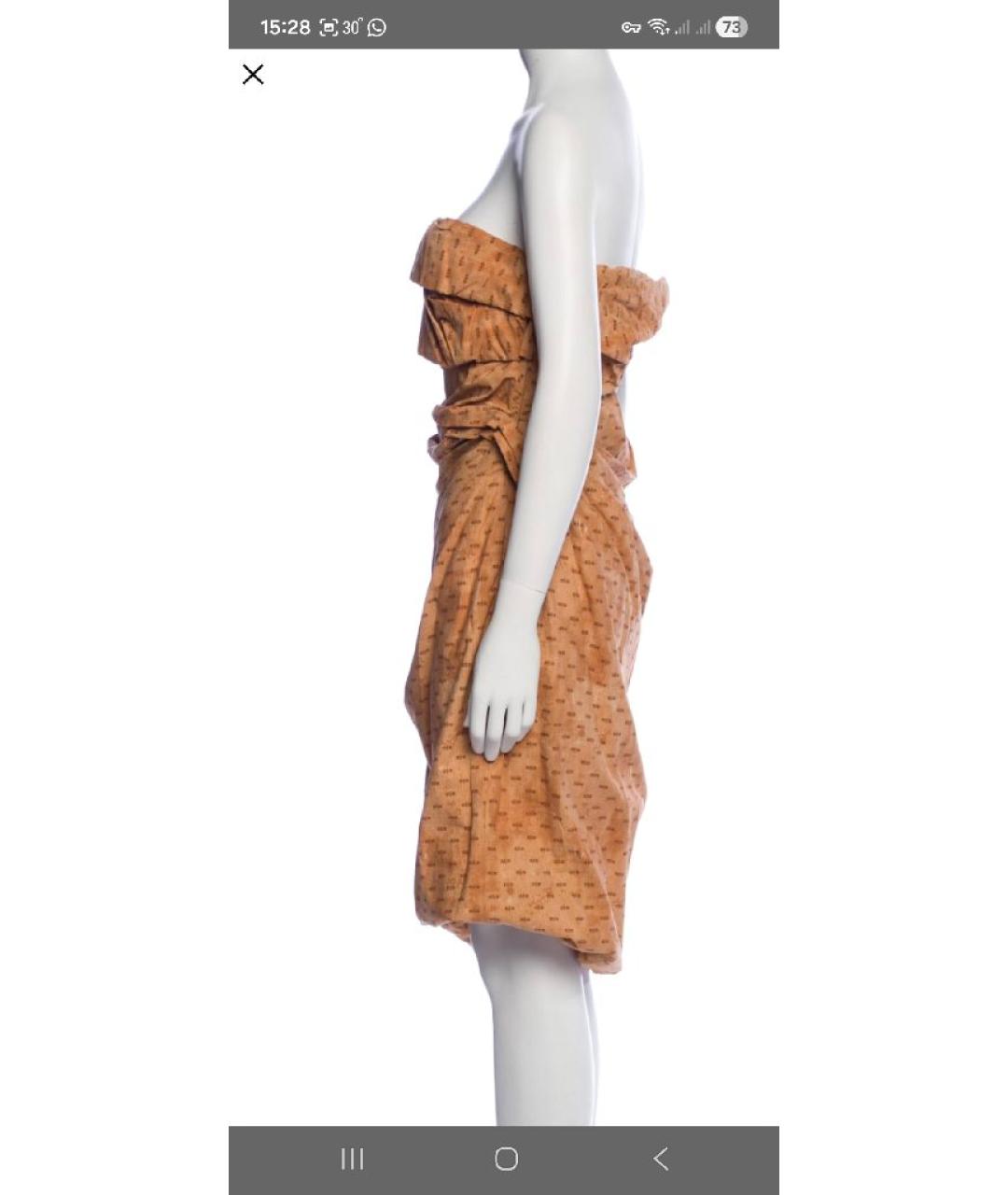 BOTTEGA VENETA Горчичное хлопковое коктейльное платье, фото 9