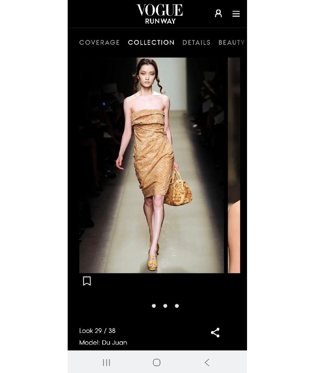 BOTTEGA VENETA Горчичное хлопковое коктейльное платье, фото 2