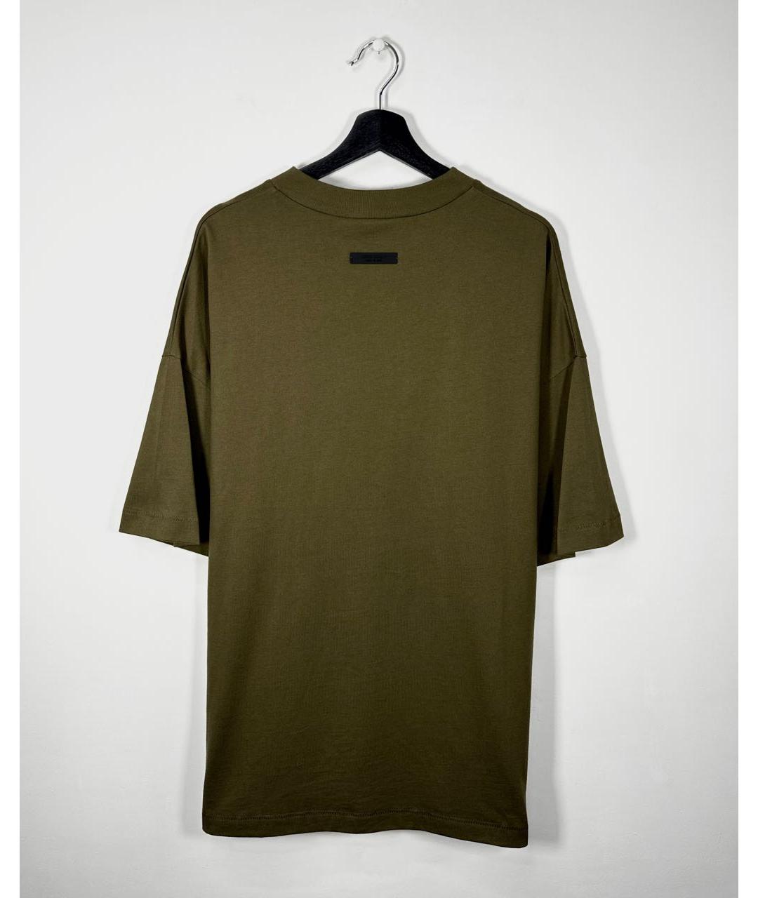 FEAR OF GOD ESSENTIALS Хаки хлопковая футболка, фото 2