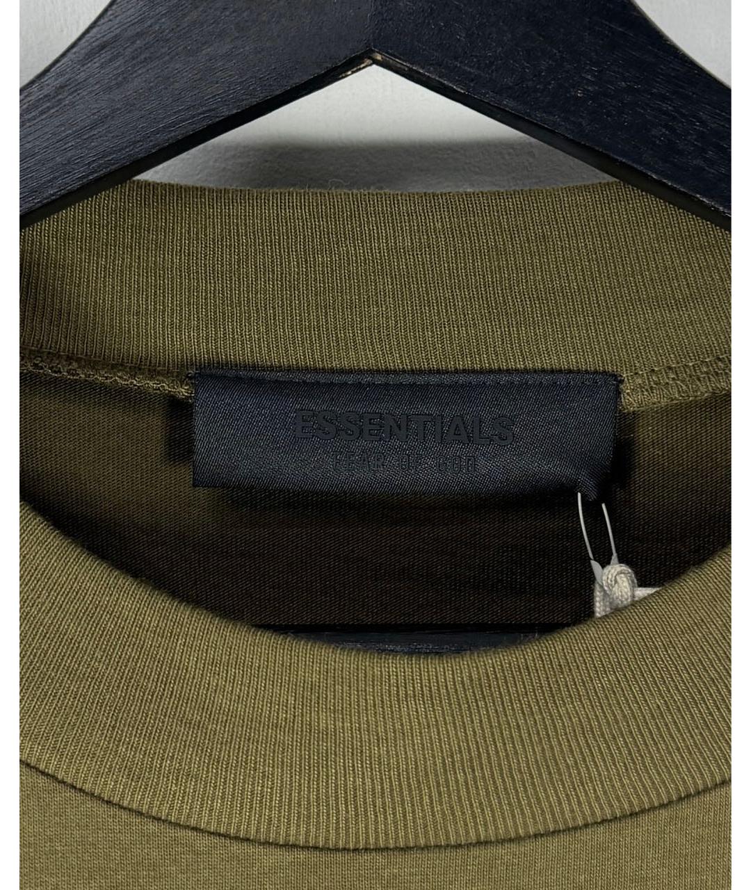 FEAR OF GOD ESSENTIALS Хаки хлопковая футболка, фото 3
