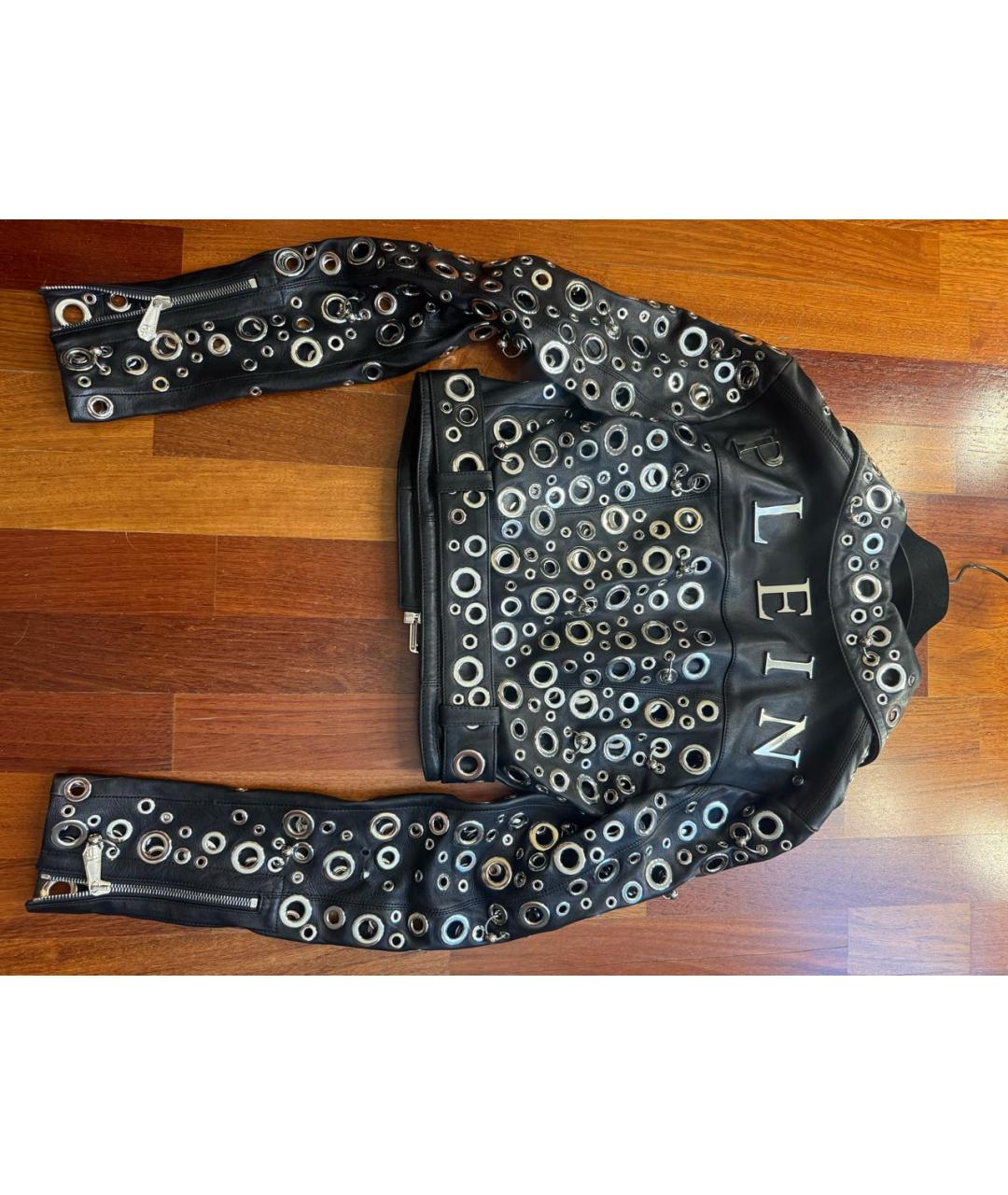 PHILIPP PLEIN Черная кожаная куртка, фото 2