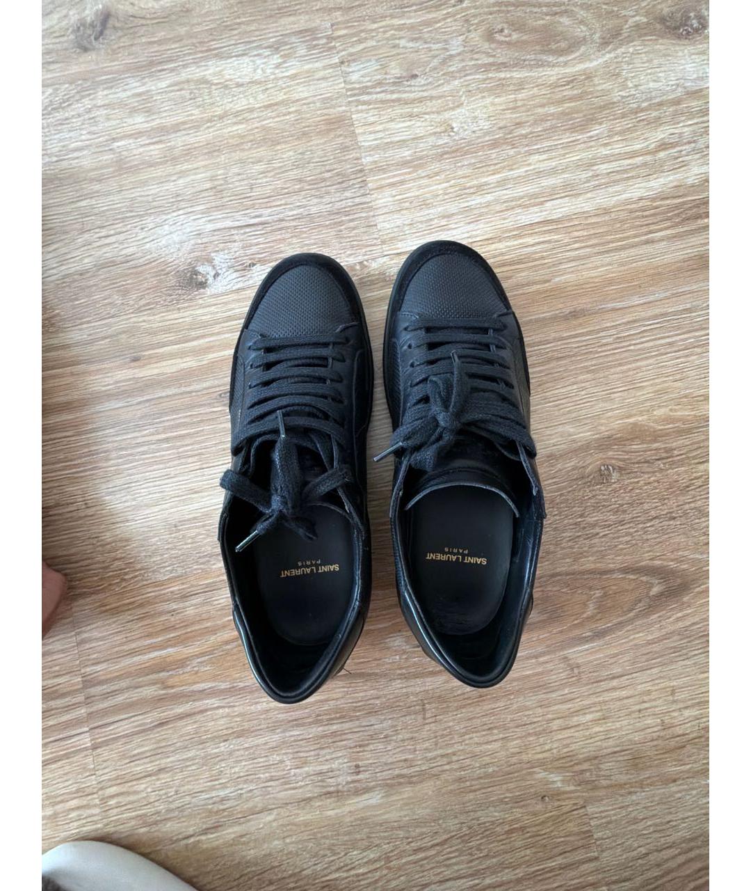 SAINT LAURENT Черные кожаные низкие кроссовки / кеды, фото 3