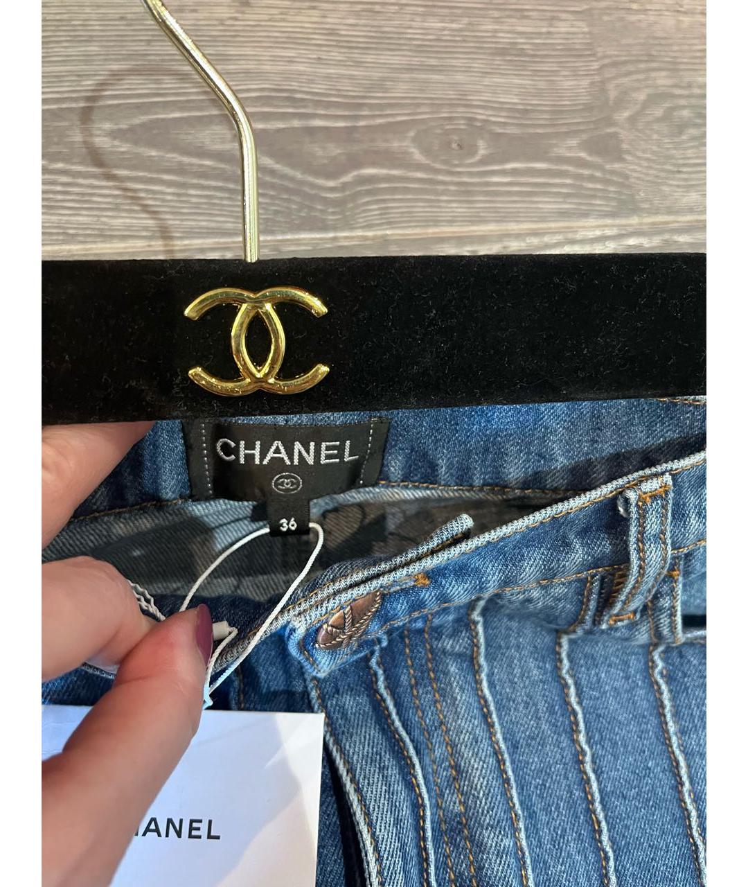 CHANEL Синие хлопковые прямые джинсы, фото 3