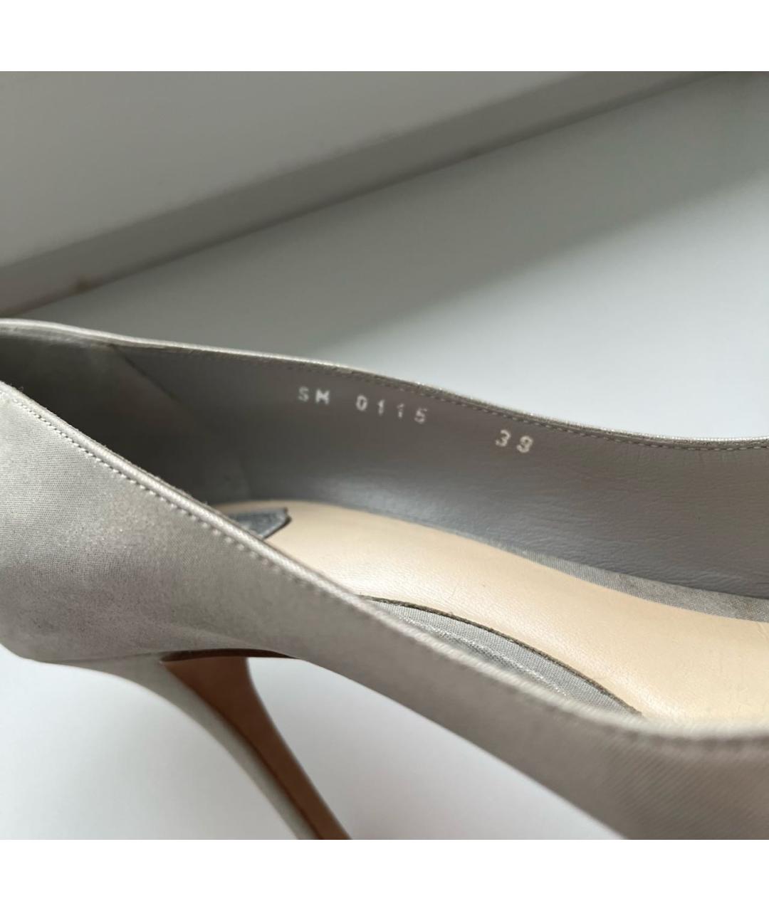 CHRISTIAN DIOR Серебряные текстильные туфли, фото 5