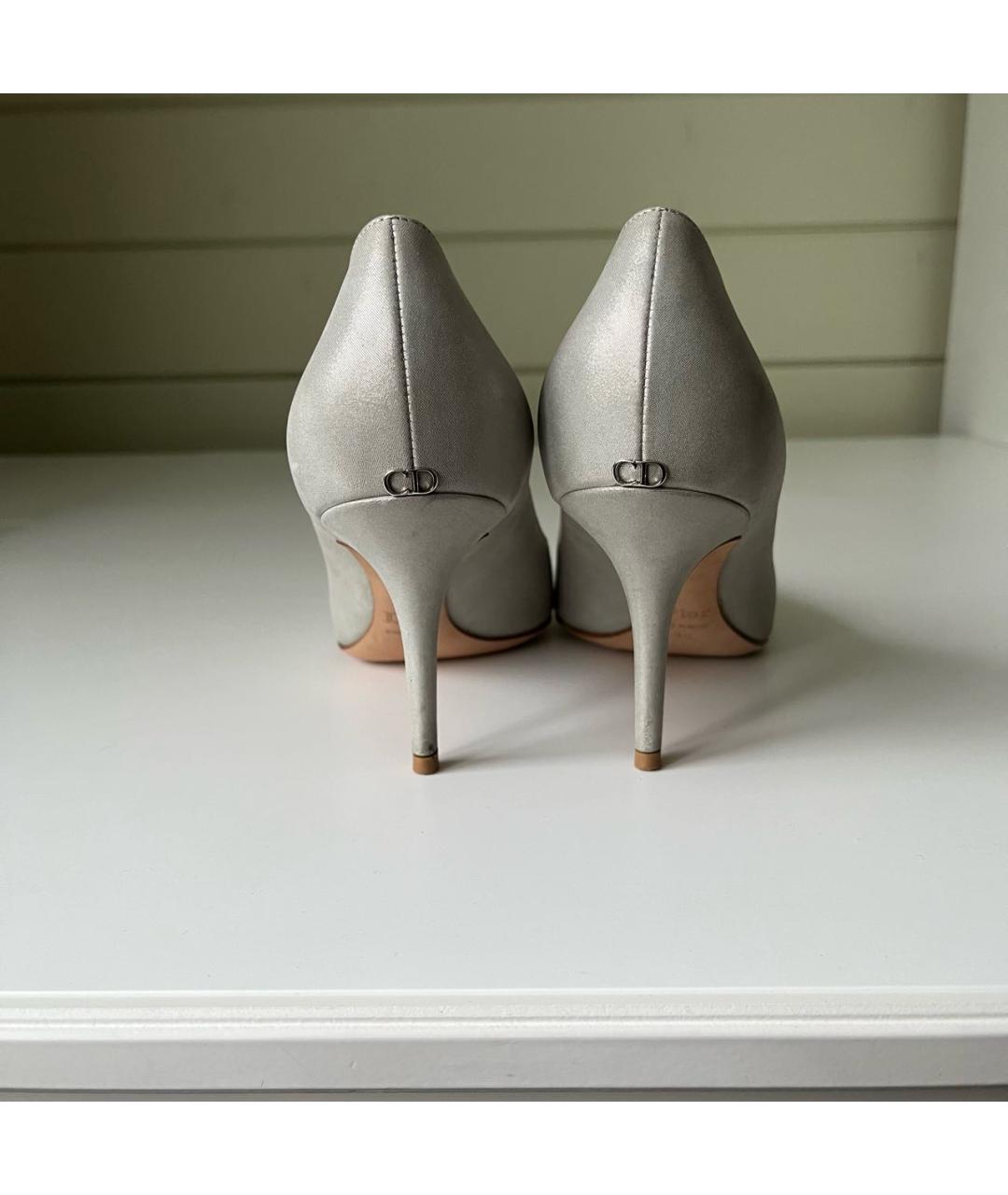 CHRISTIAN DIOR Серебряные текстильные туфли, фото 3