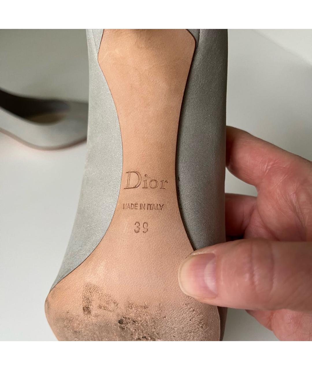 CHRISTIAN DIOR Серебряные текстильные туфли, фото 7