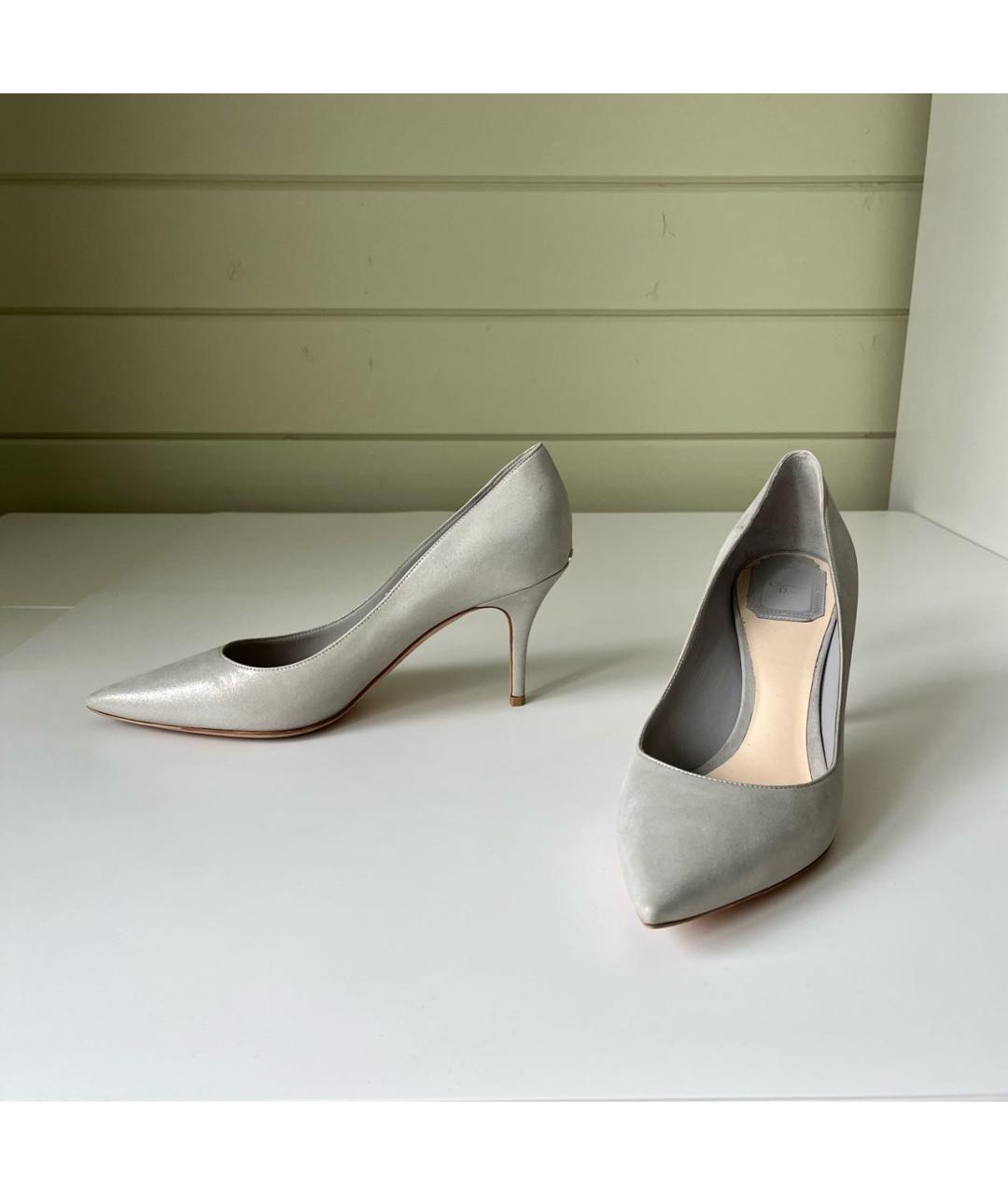 CHRISTIAN DIOR Серебряные текстильные туфли, фото 8