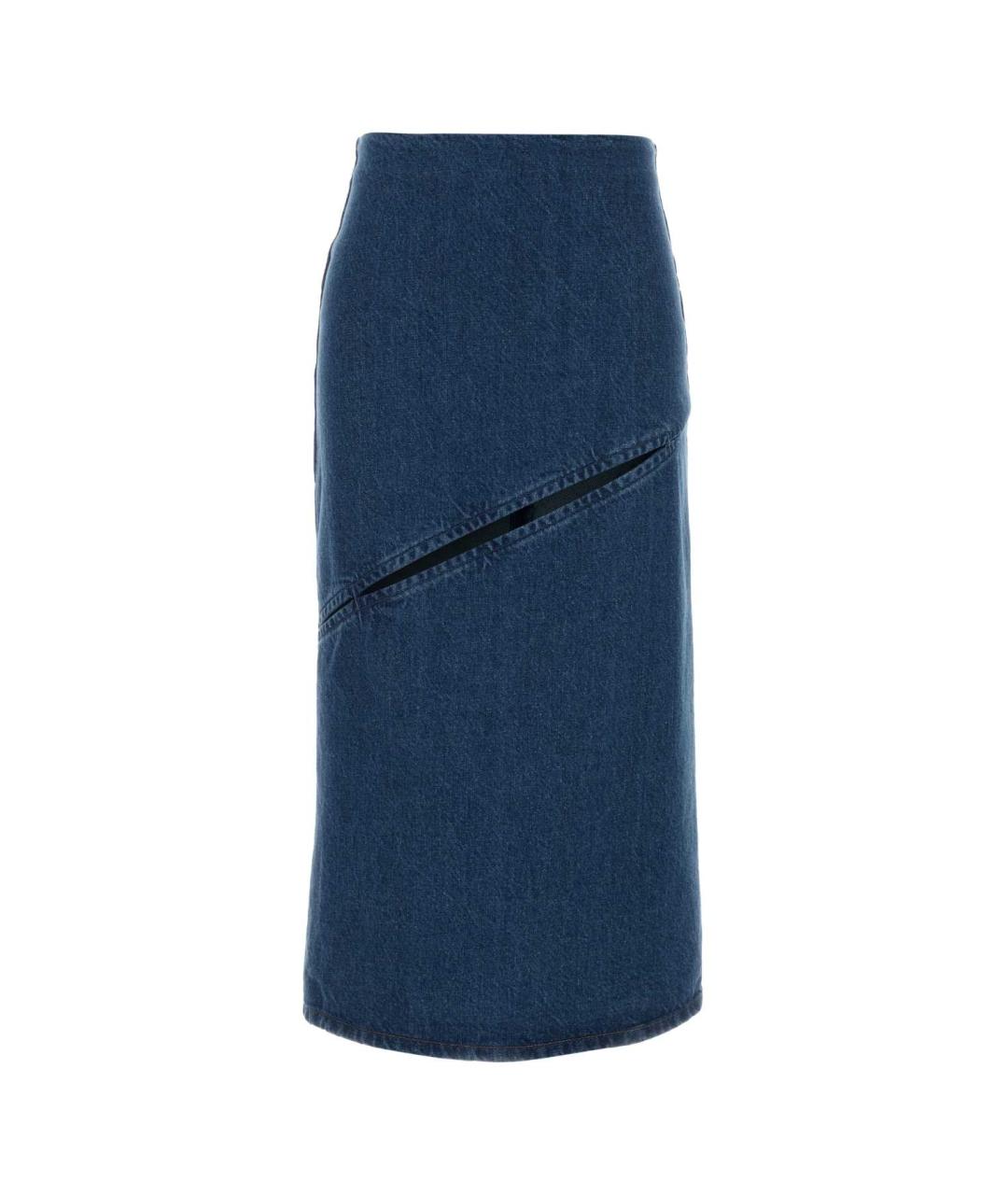 JIL SANDER Синяя хлопковая юбка миди, фото 1