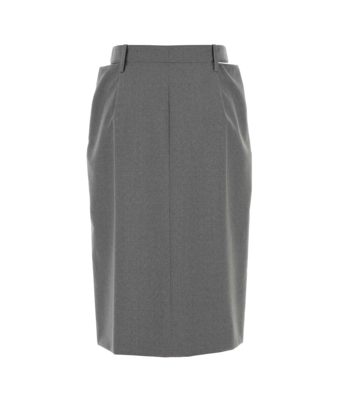 JIL SANDER Серая шерстяная юбка миди, фото 2