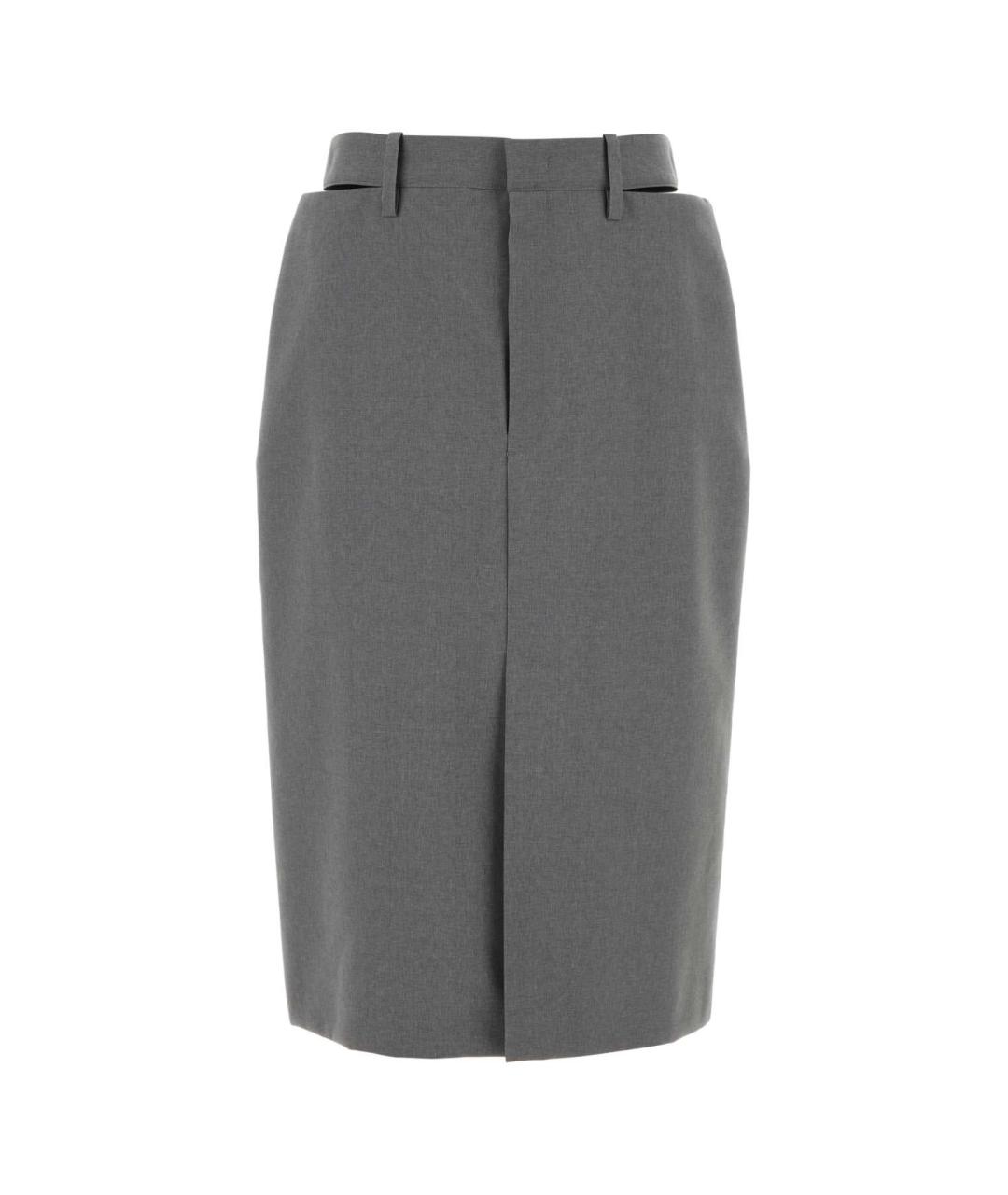 JIL SANDER Серая шерстяная юбка миди, фото 1