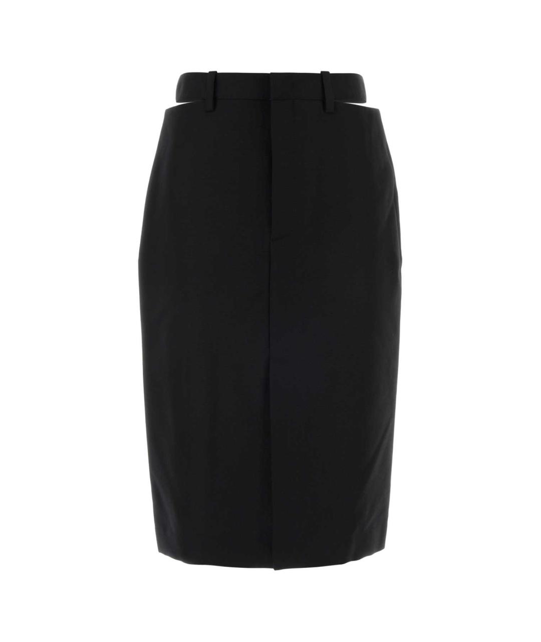 JIL SANDER Черная шерстяная юбка миди, фото 1