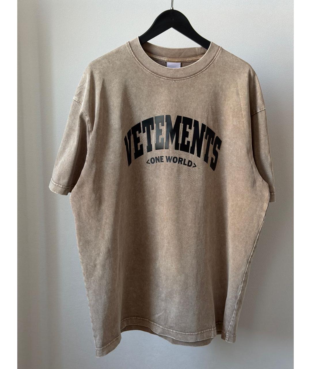 VETEMENTS Коричневая хлопковая футболка, фото 6