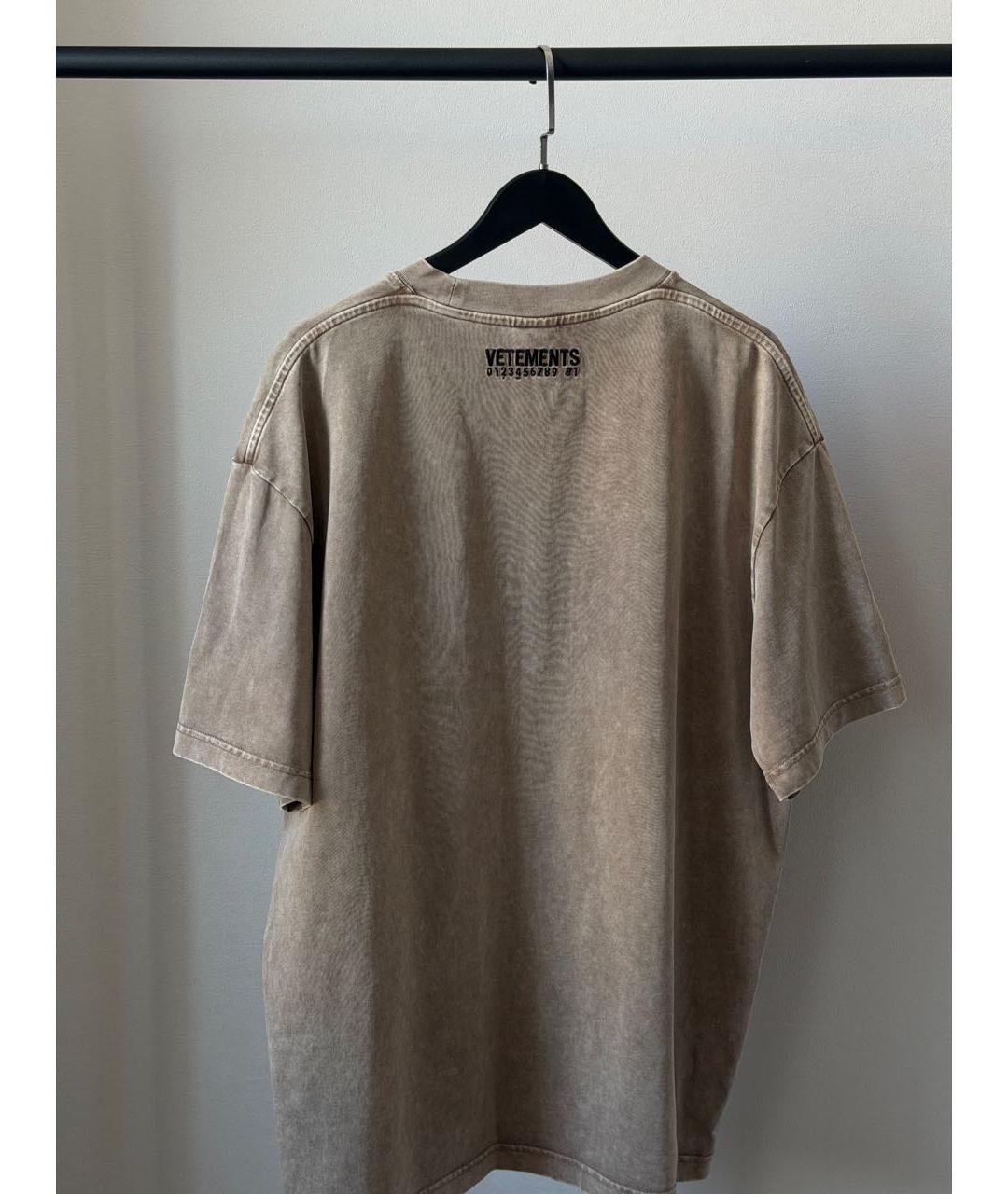 VETEMENTS Коричневая хлопковая футболка, фото 2