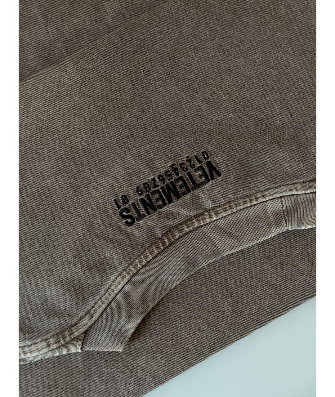 VETEMENTS Коричневая хлопковая футболка, фото 4