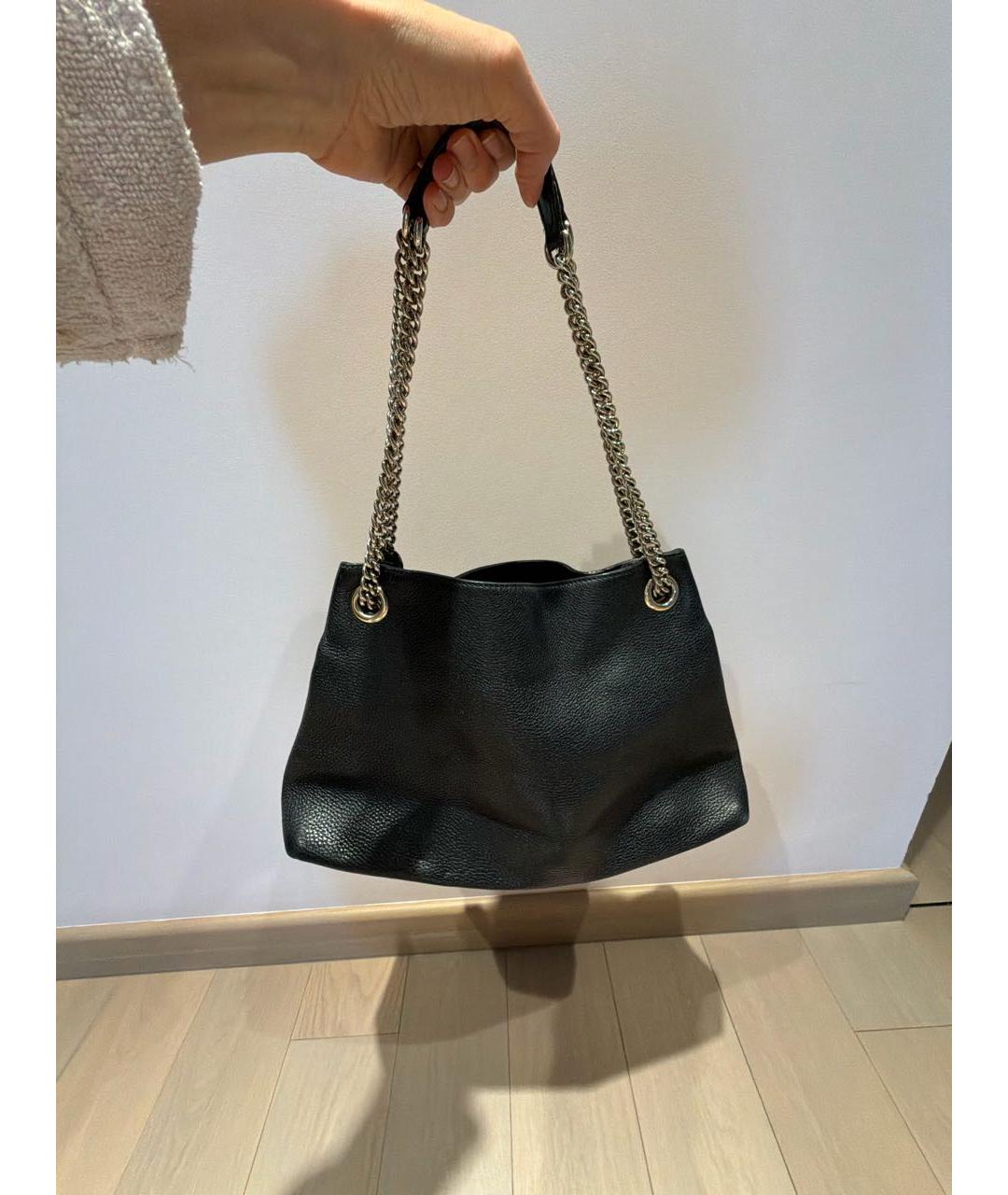 GUCCI Черная кожаная сумка тоут, фото 3