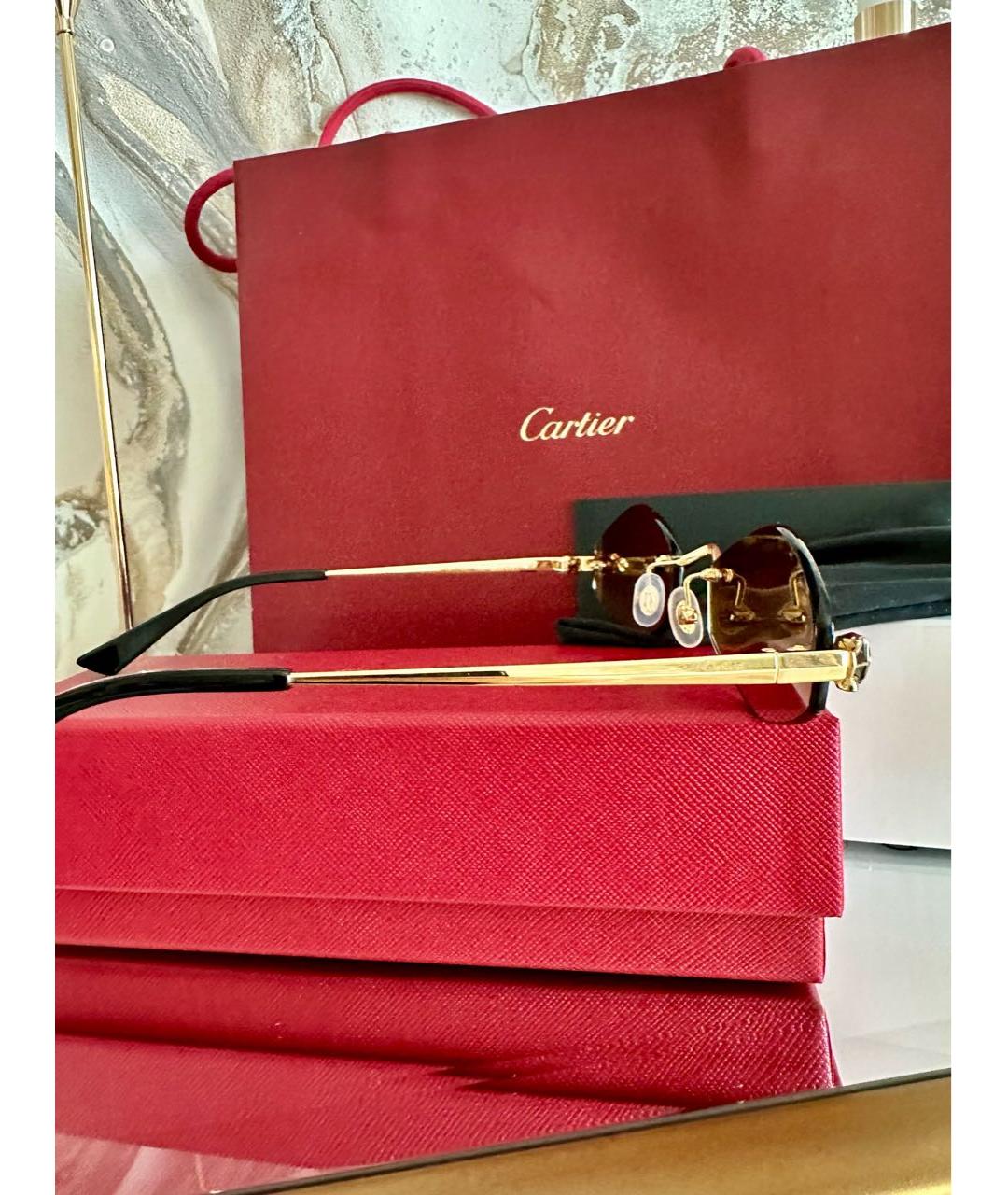 CARTIER Коричневые металлические солнцезащитные очки, фото 7