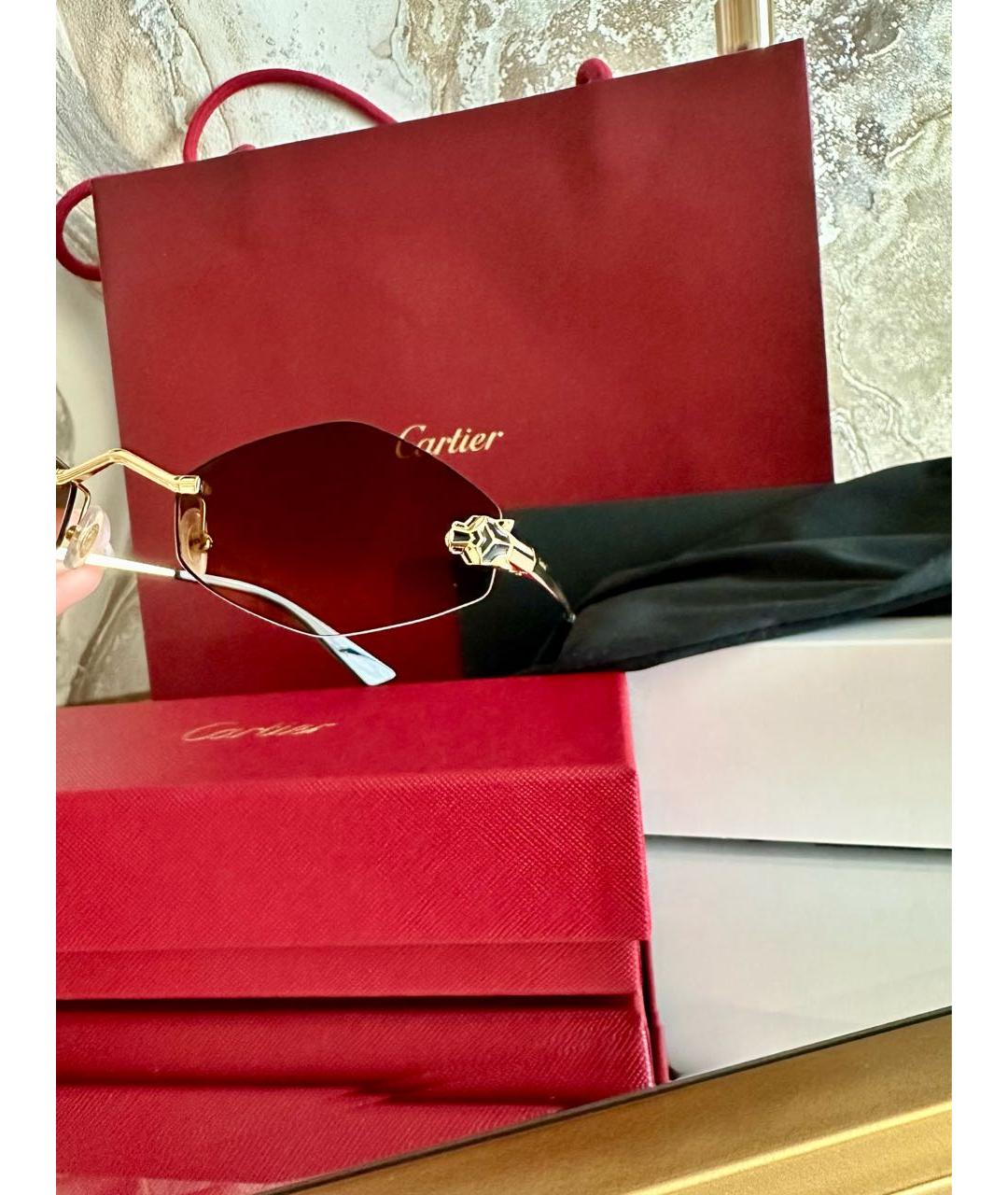 CARTIER Коричневые металлические солнцезащитные очки, фото 2