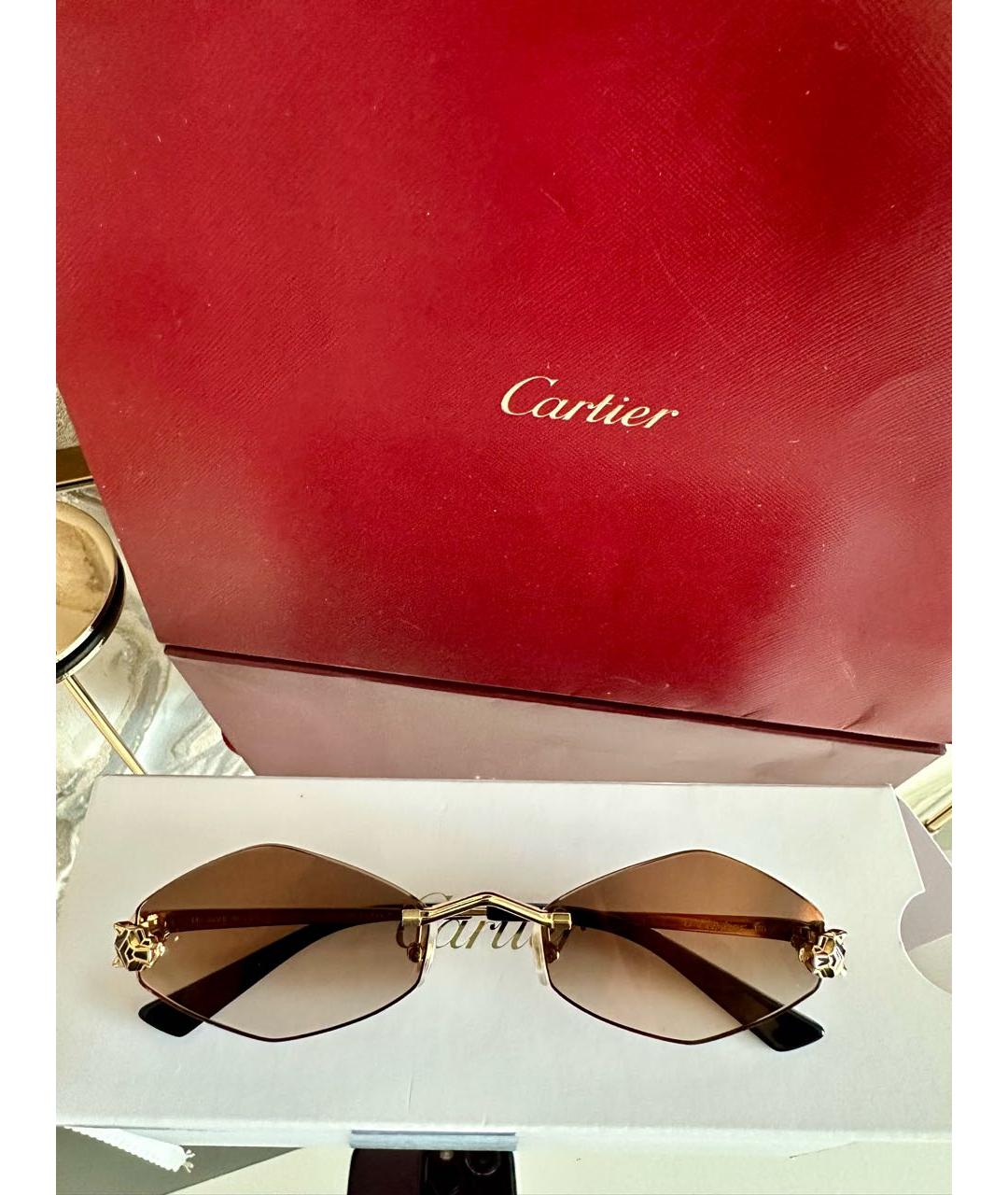CARTIER Коричневые металлические солнцезащитные очки, фото 8