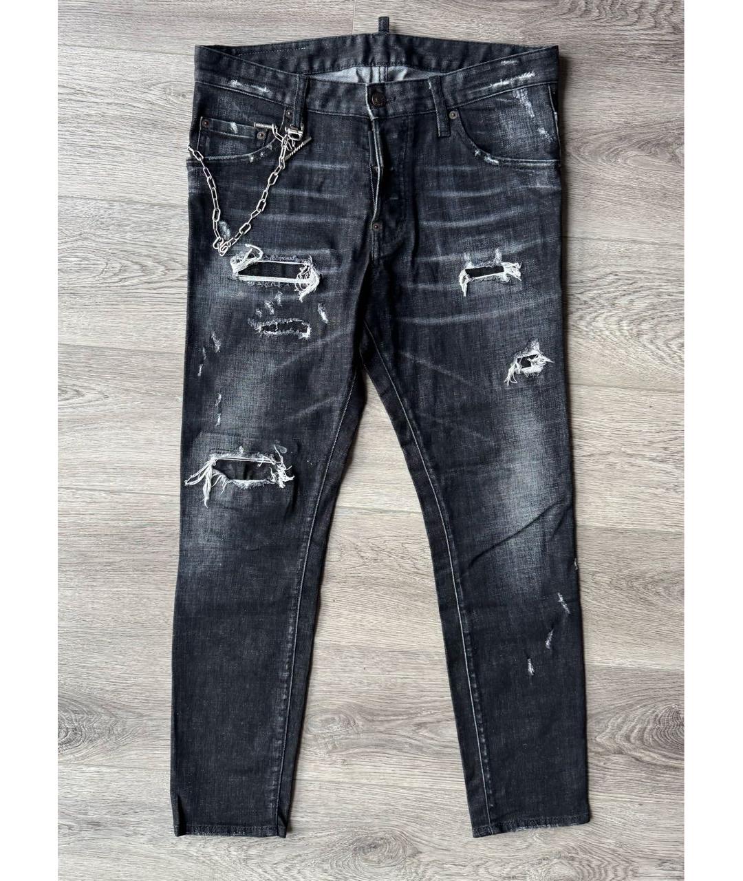 DSQUARED2 Черные хлопко-эластановые джинсы скинни, фото 9