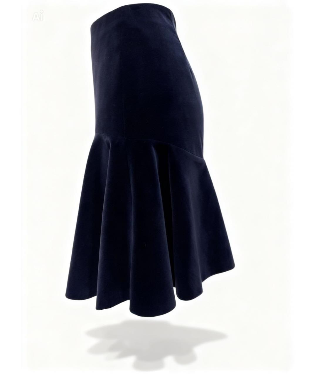 ALEXANDER MCQUEEN Темно-синяя хлопковая юбка мини, фото 4
