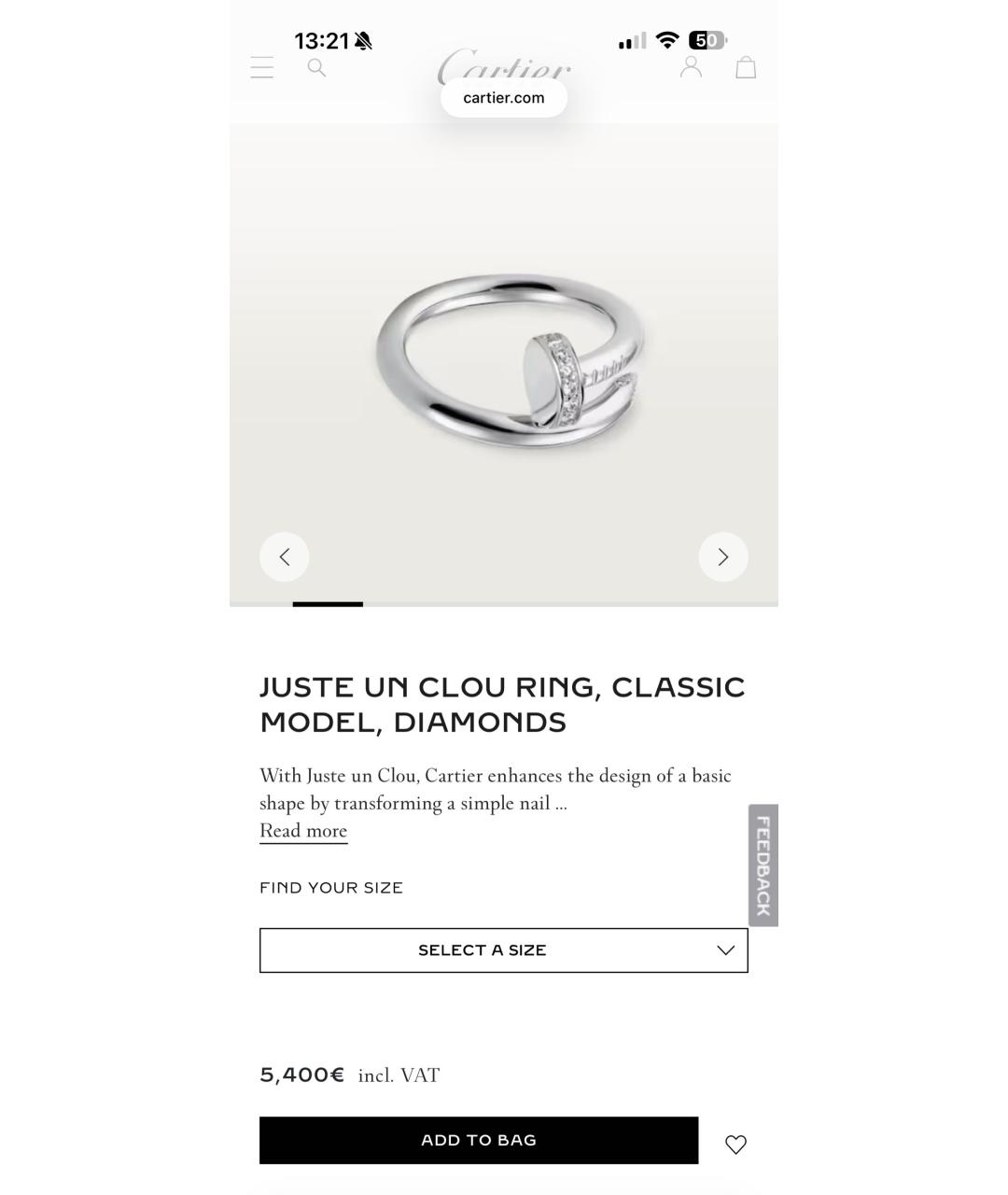 CARTIER Серебряное кольцо из белого золота, фото 9