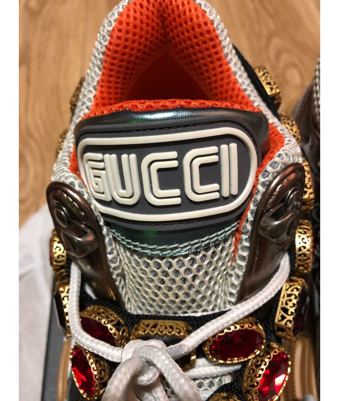 GUCCI Бежевые кожаные кроссовки, фото 5