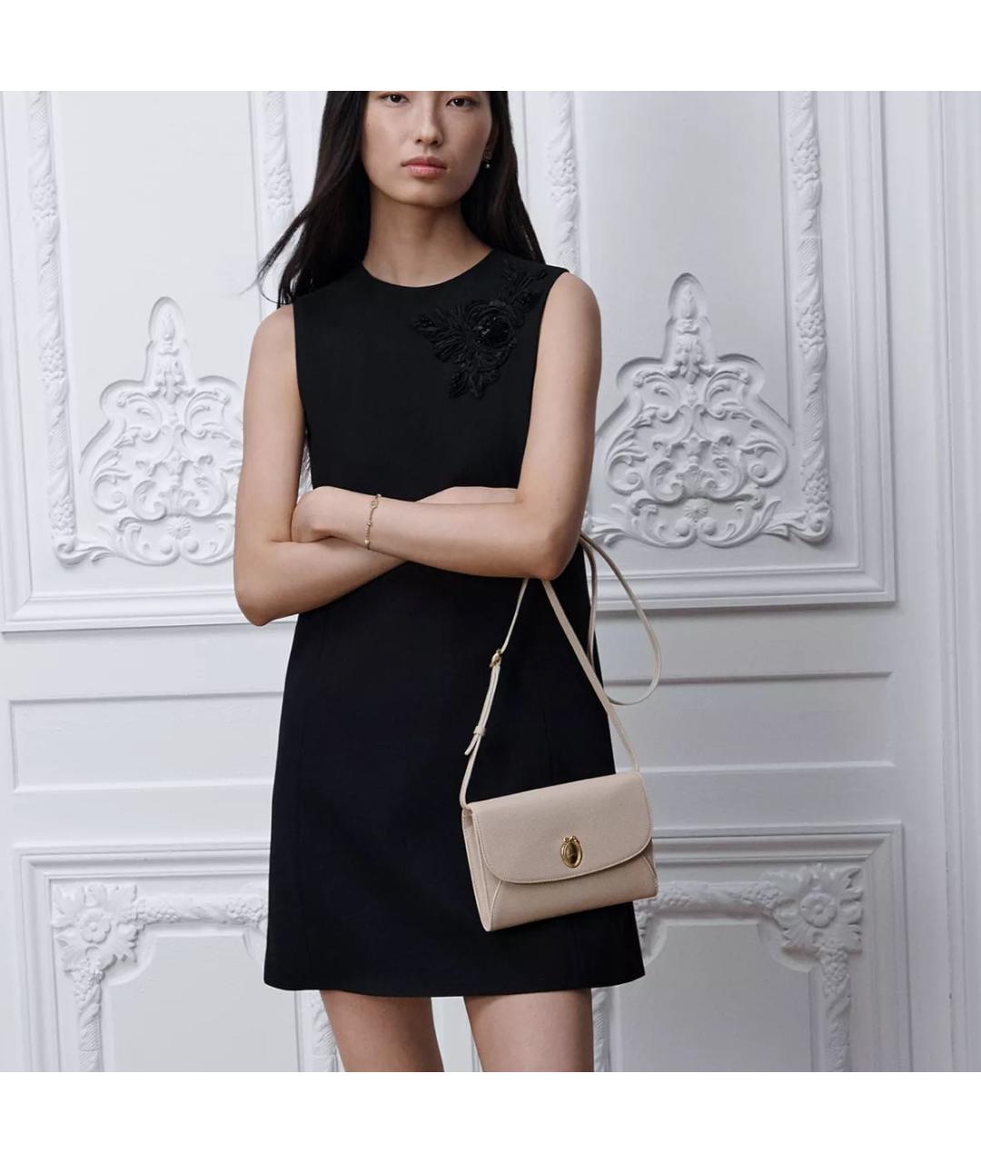 CHRISTIAN DIOR Бежевая кожаная сумка через плечо, фото 3