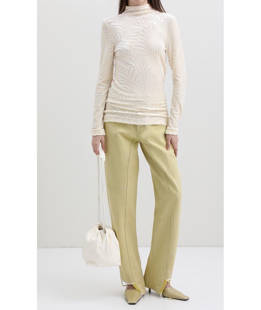 JIL SANDER Желтые хлопковые прямые джинсы, фото 4