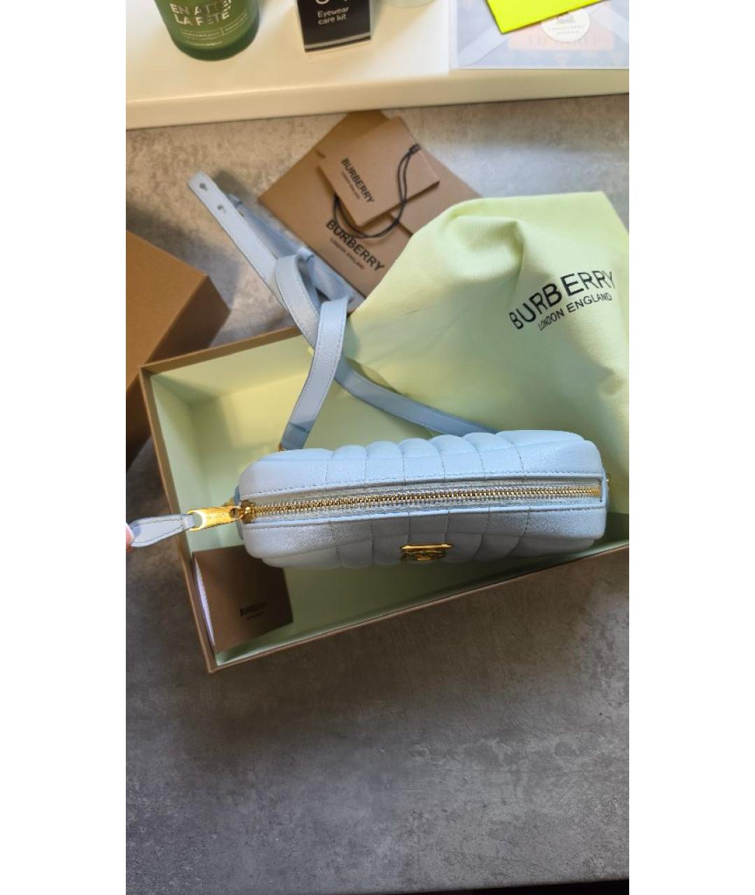 BURBERRY Голубая кожаная сумка через плечо, фото 2