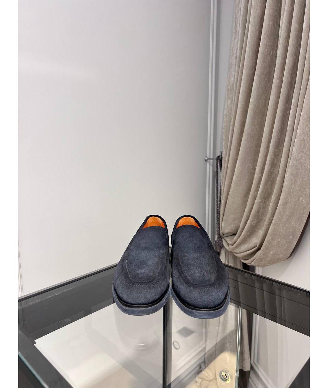 SANTONI Темно-синие замшевые лоферы, фото 3