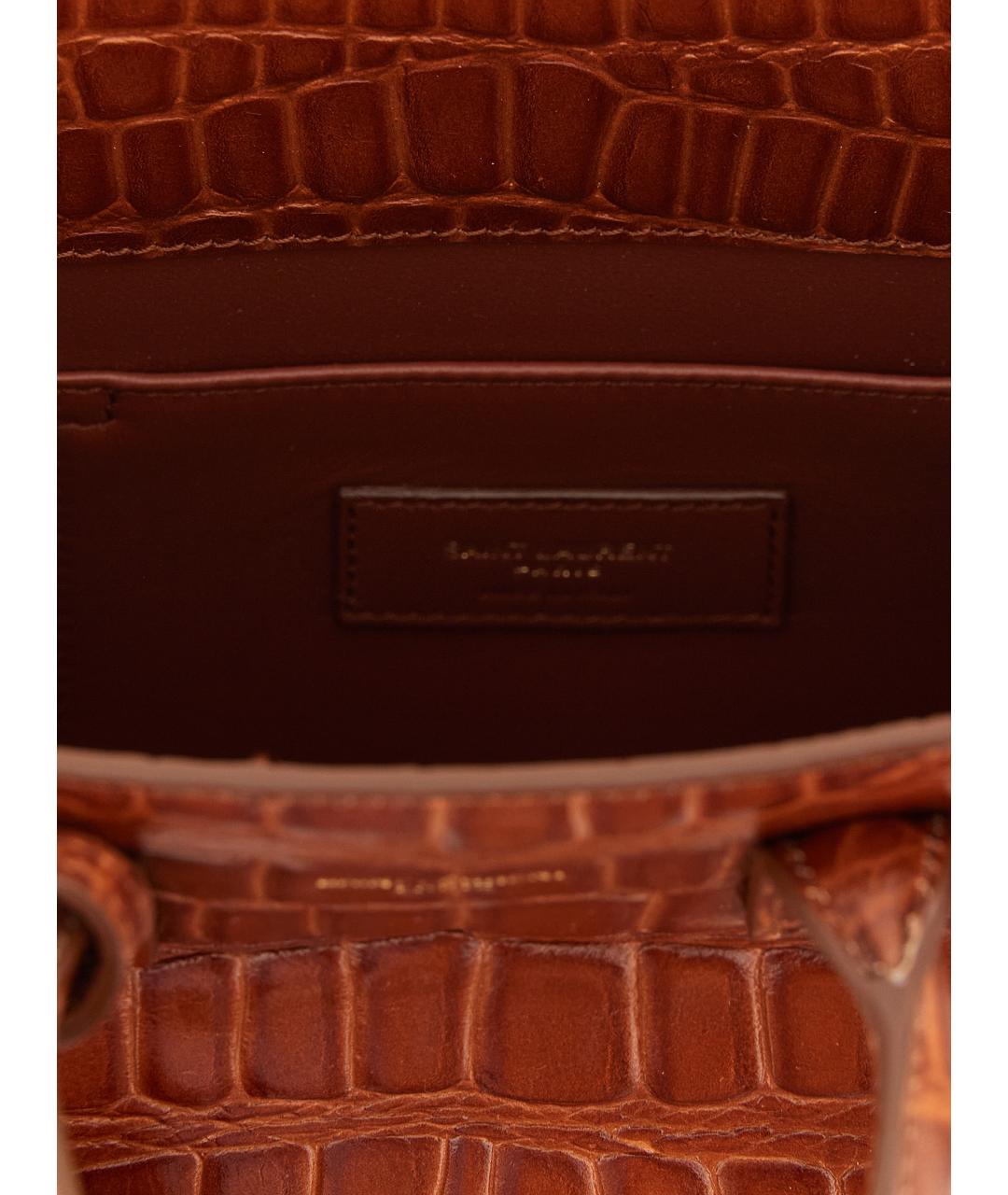 SAINT LAURENT Коричневая кожаная сумка тоут, фото 4