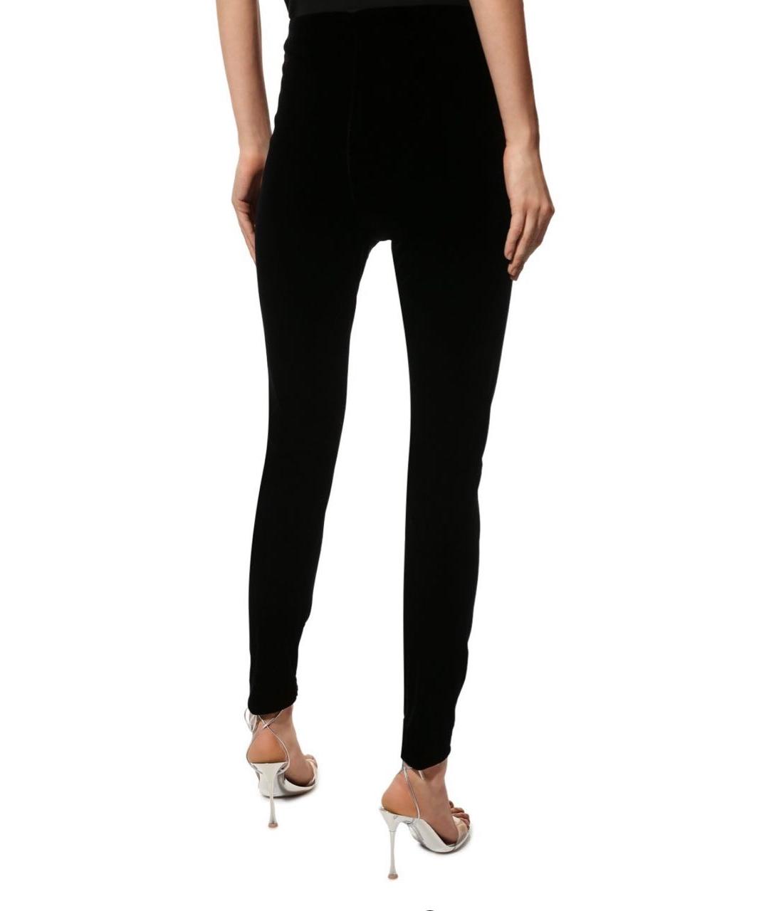 SAINT LAURENT Черные велюровые леггинсы и велосипедки, фото 3