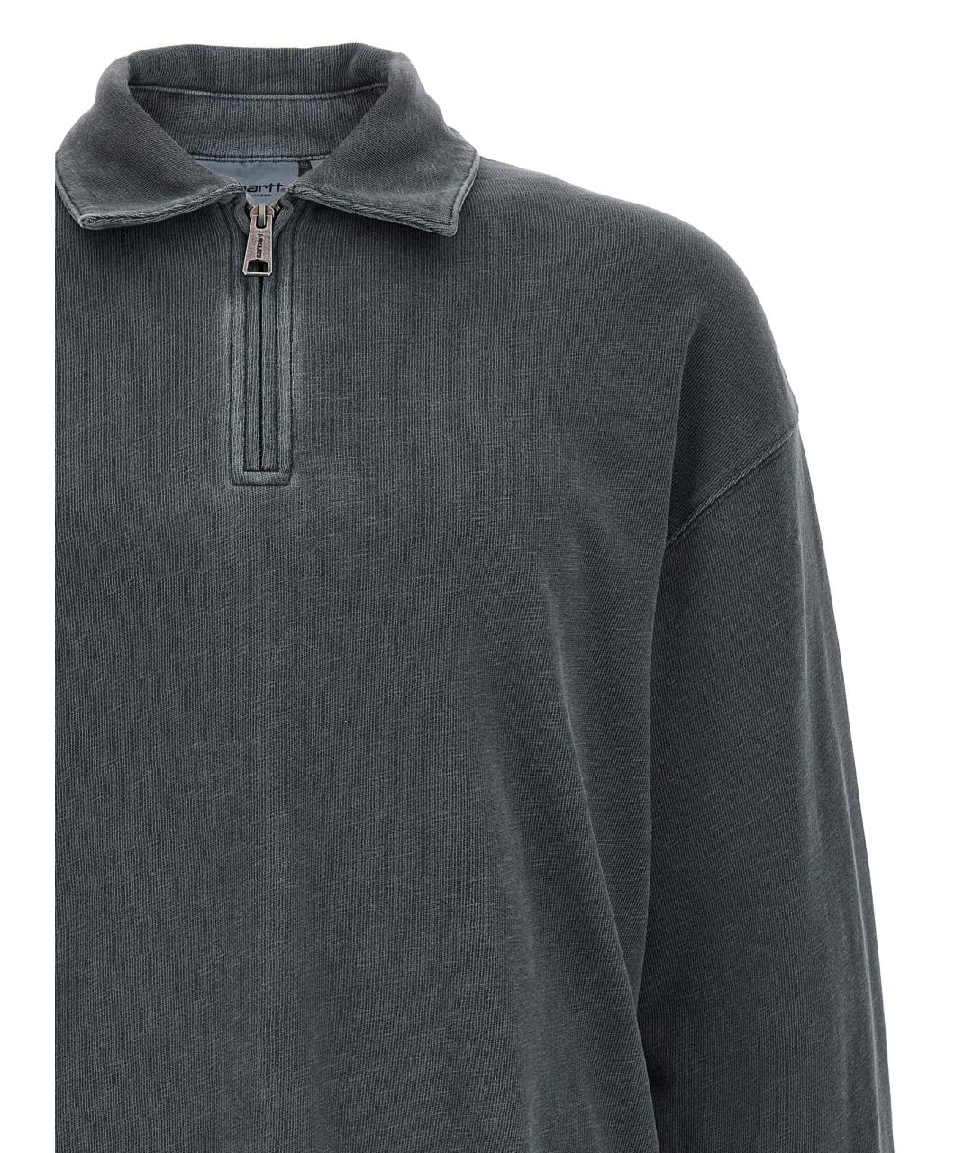 CARHARTT WIP Антрацитовое хлопковое поло с длинным рукавом, фото 3