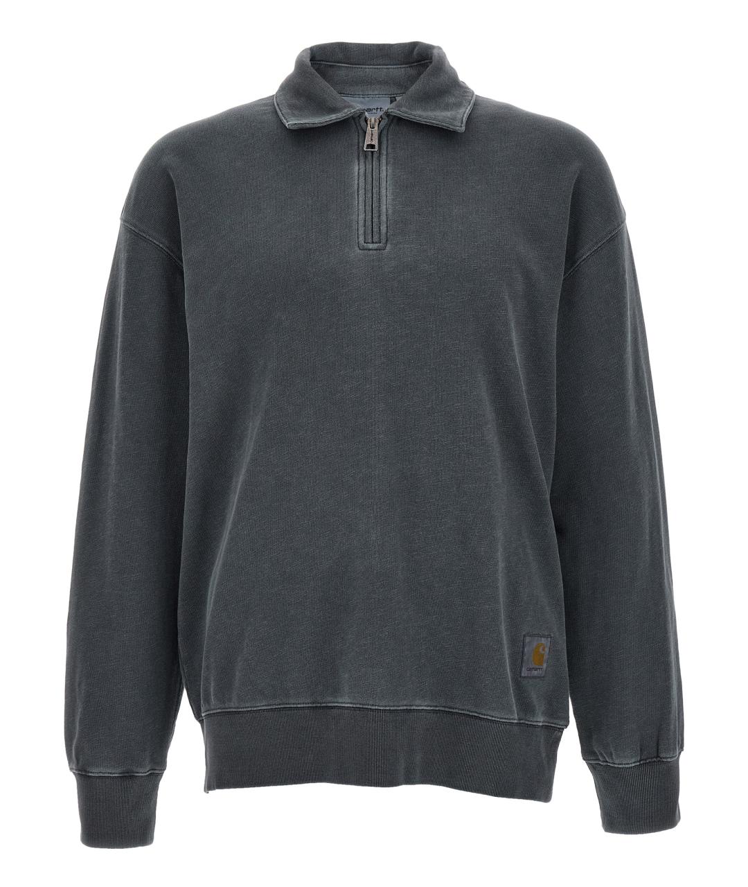 CARHARTT WIP Антрацитовое хлопковое поло с длинным рукавом, фото 1