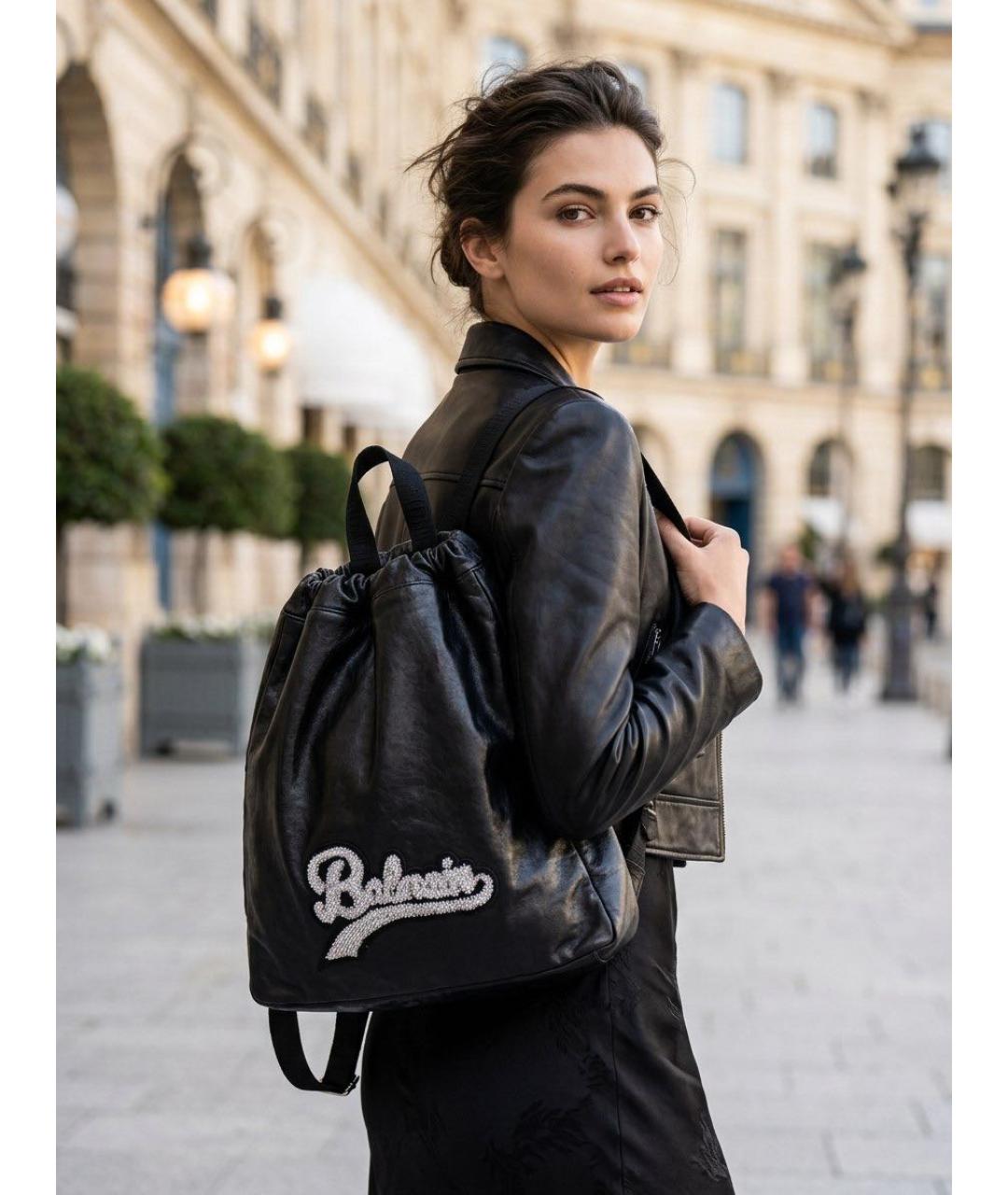 BALMAIN Черный кожаный рюкзак, фото 6