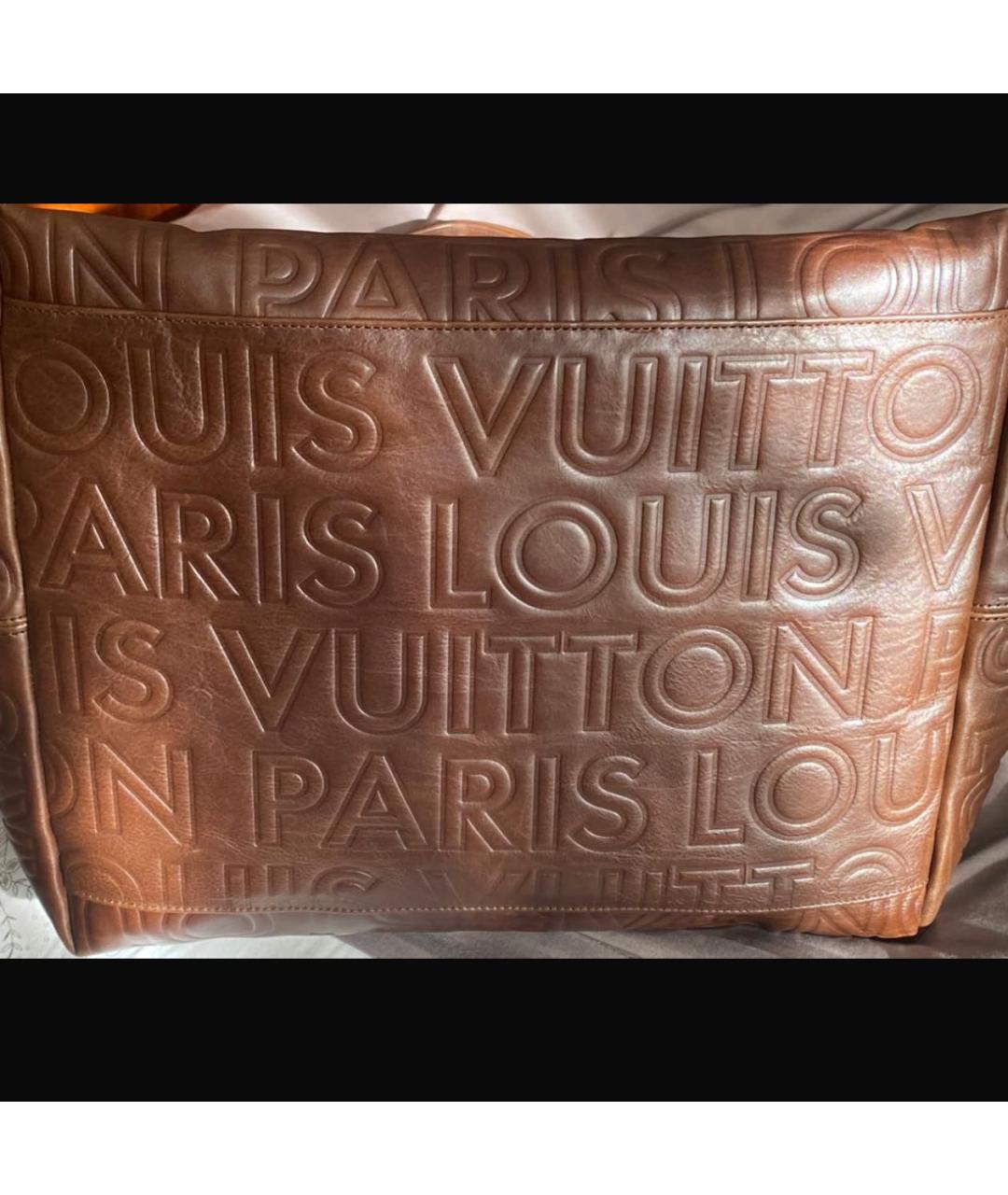 LOUIS VUITTON Коричневая кожаная сумка тоут, фото 5