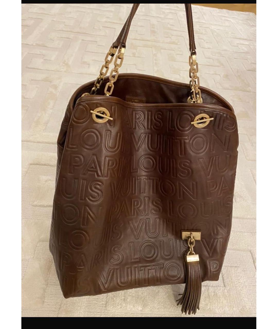 LOUIS VUITTON Коричневая кожаная сумка тоут, фото 2