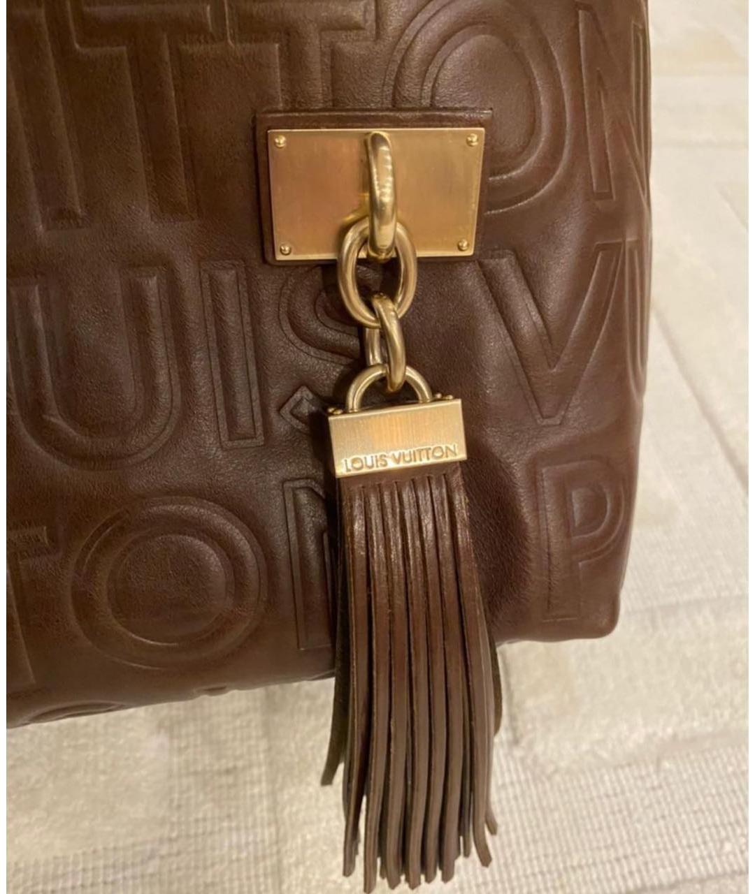 LOUIS VUITTON Коричневая кожаная сумка тоут, фото 4
