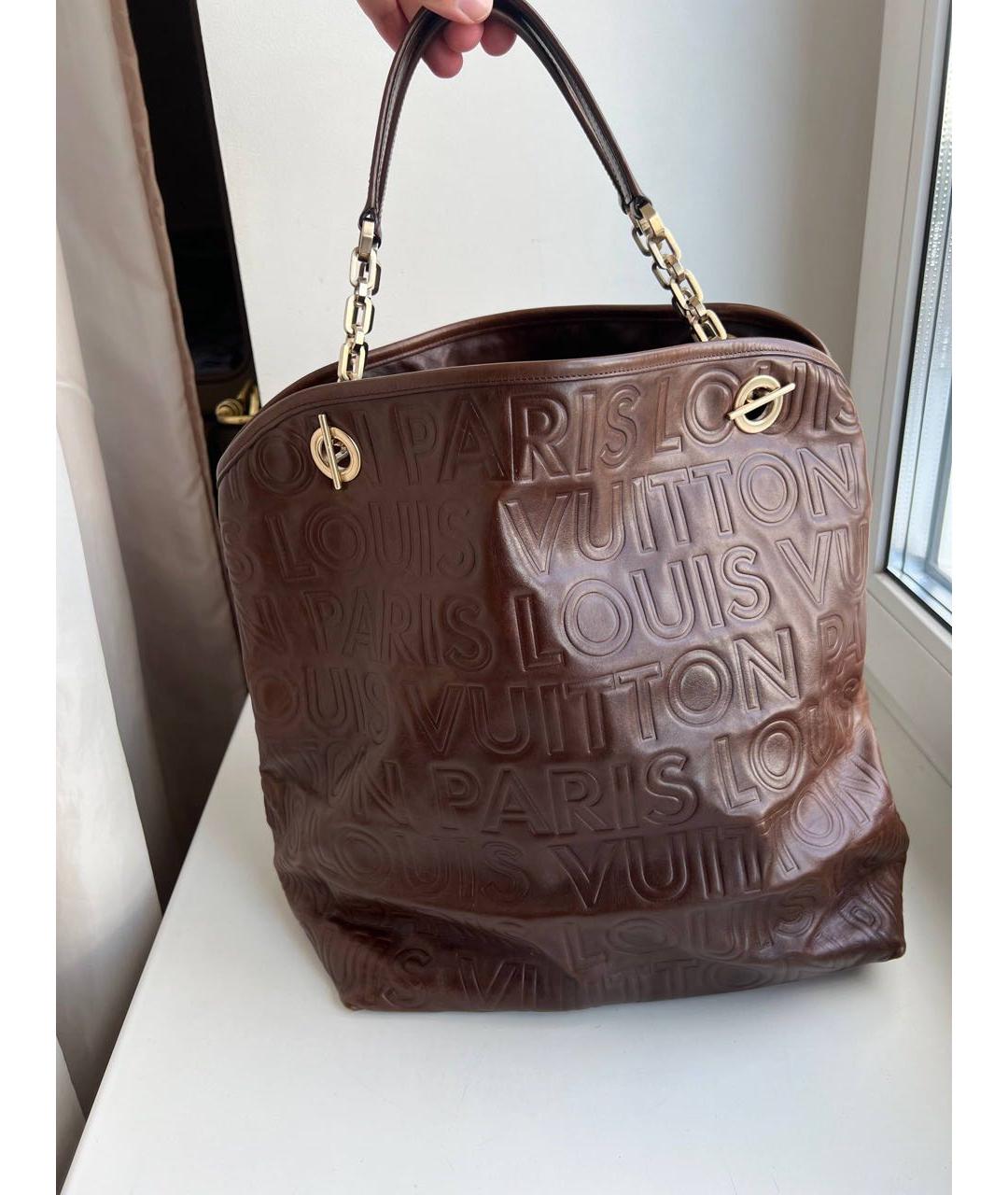LOUIS VUITTON Коричневая кожаная сумка тоут, фото 6
