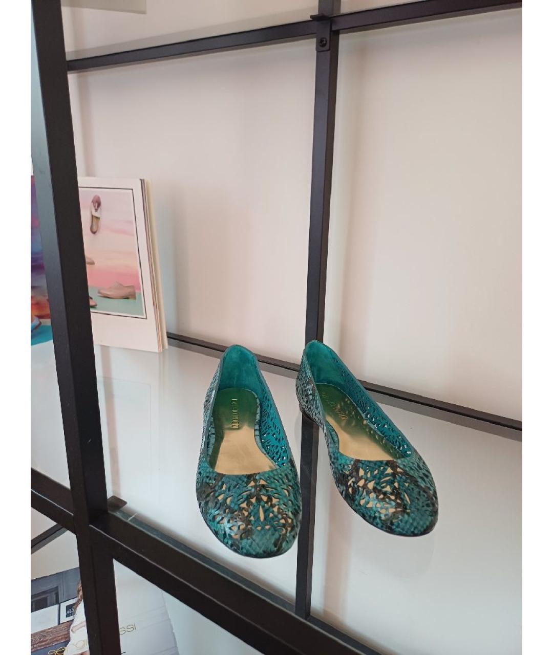 EMILIO PUCCI Бирюзовые кожаные балетки, фото 7