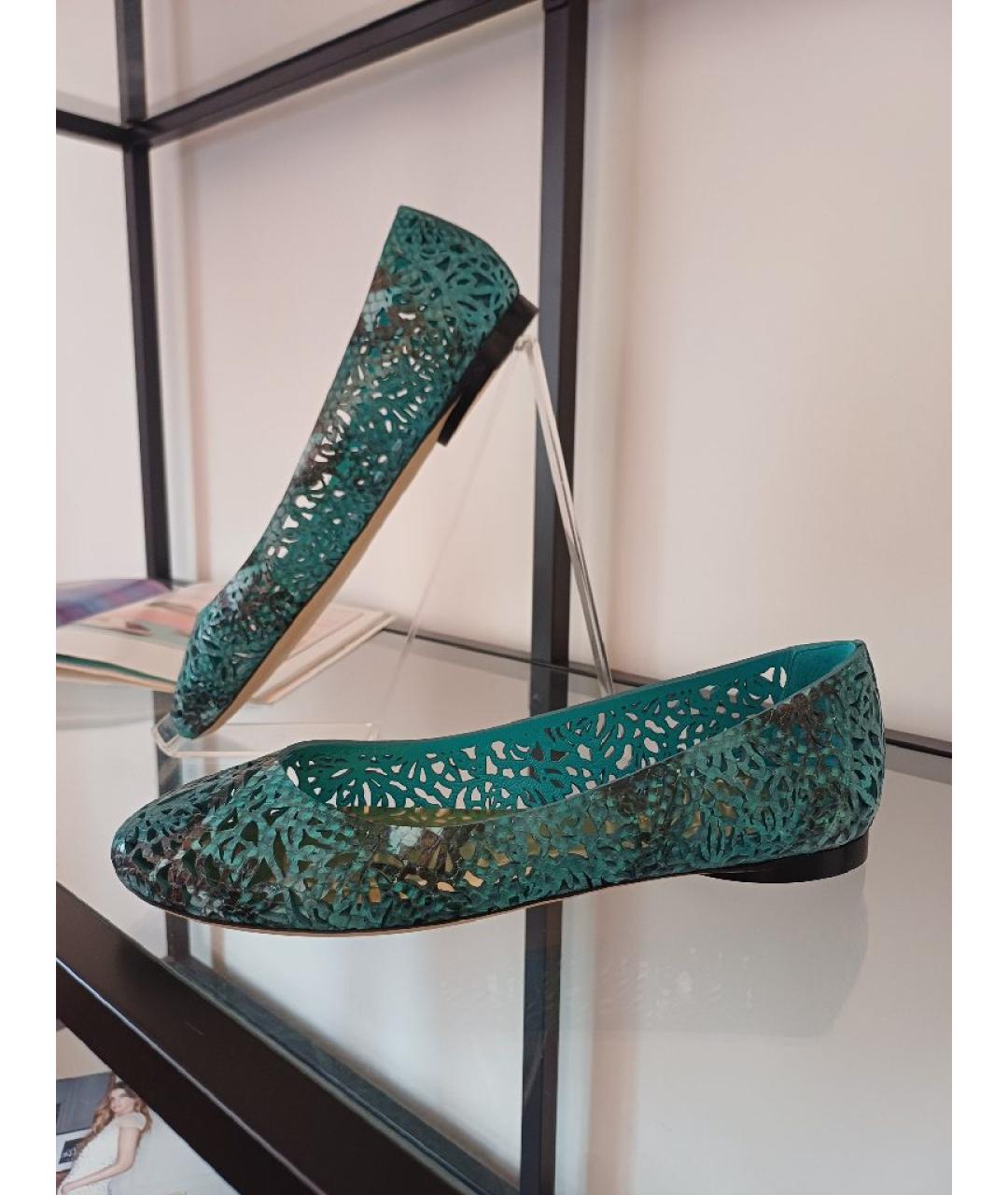 EMILIO PUCCI Бирюзовые кожаные балетки, фото 6