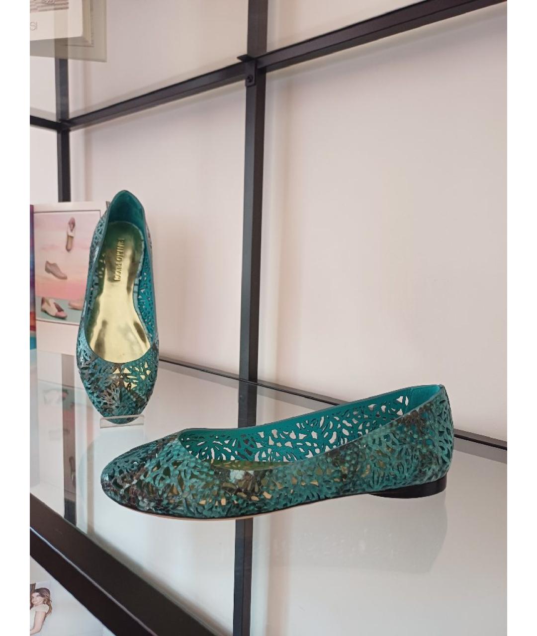 EMILIO PUCCI Бирюзовые кожаные балетки, фото 5