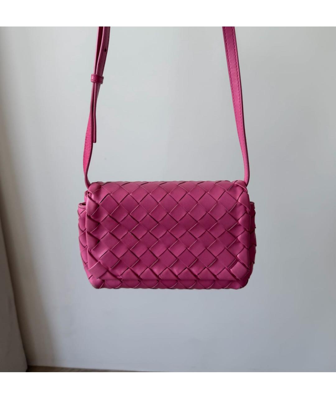 BOTTEGA VENETA Розовая кожаная сумка через плечо, фото 9