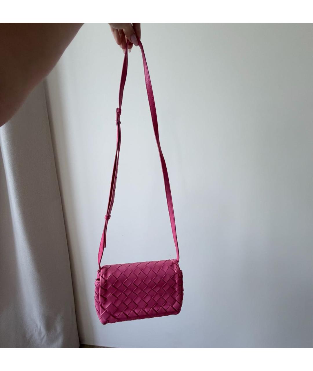 BOTTEGA VENETA Розовая кожаная сумка через плечо, фото 6