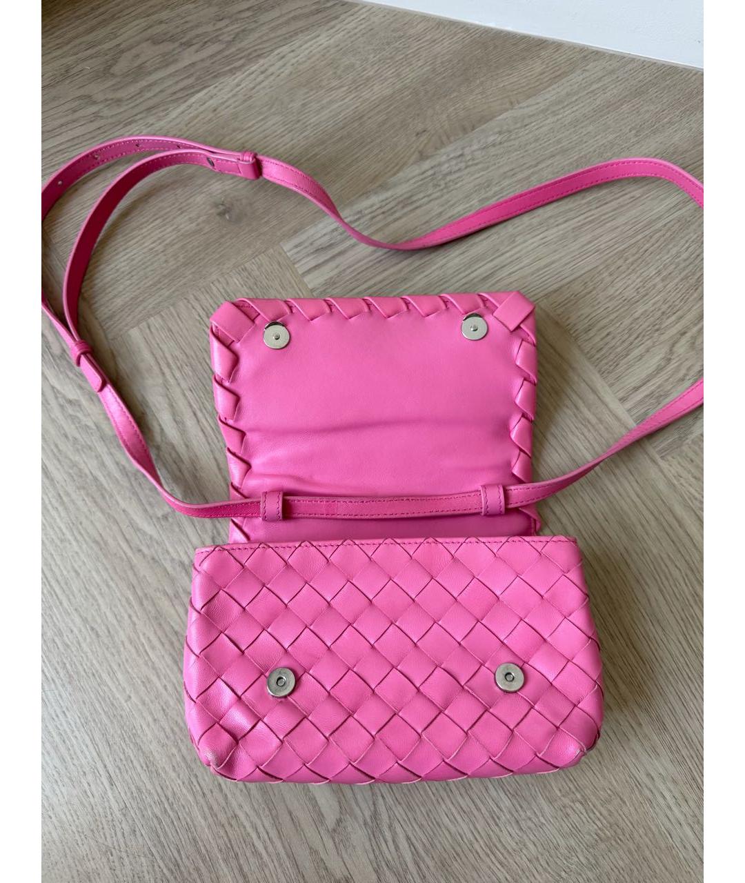 BOTTEGA VENETA Розовая кожаная сумка через плечо, фото 5